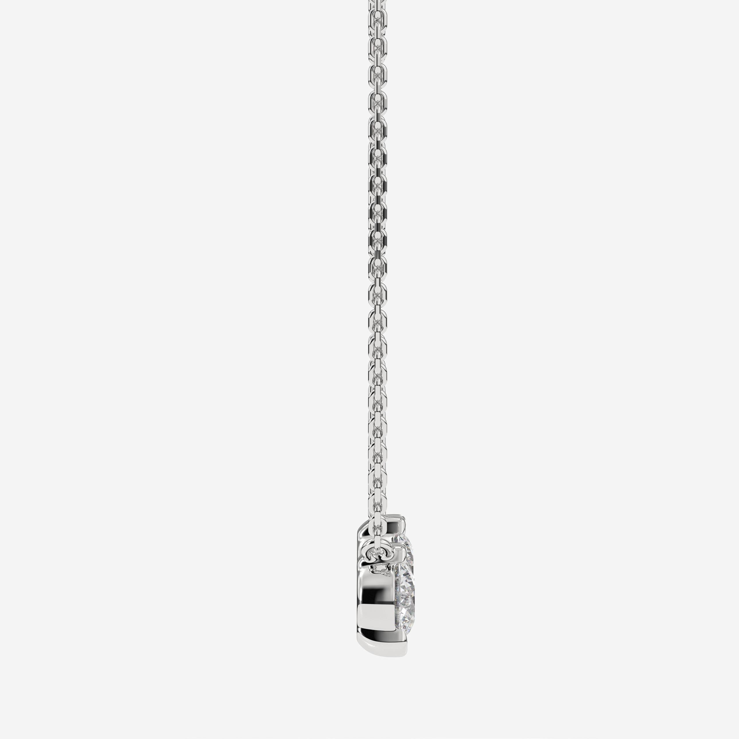 14K Gold Lab Grown Diamond Solitaire Pendant Necklace, Half Bezel Set Necklace