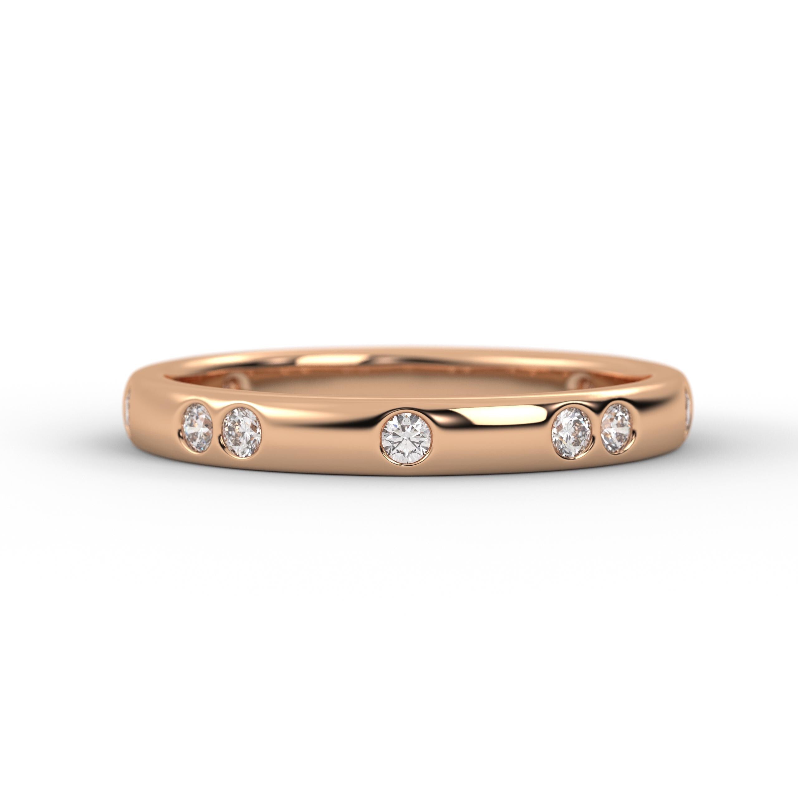 14K Solid Gold Diamond Wedding Ring for Women / Stacking Ring / Anniversary Gift
