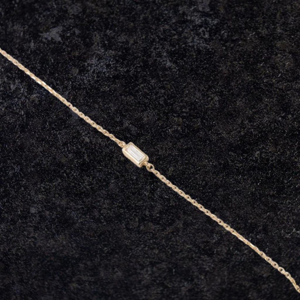 14K Gold Lab Grown Diamond Baguette Bracelet, Gift for Her