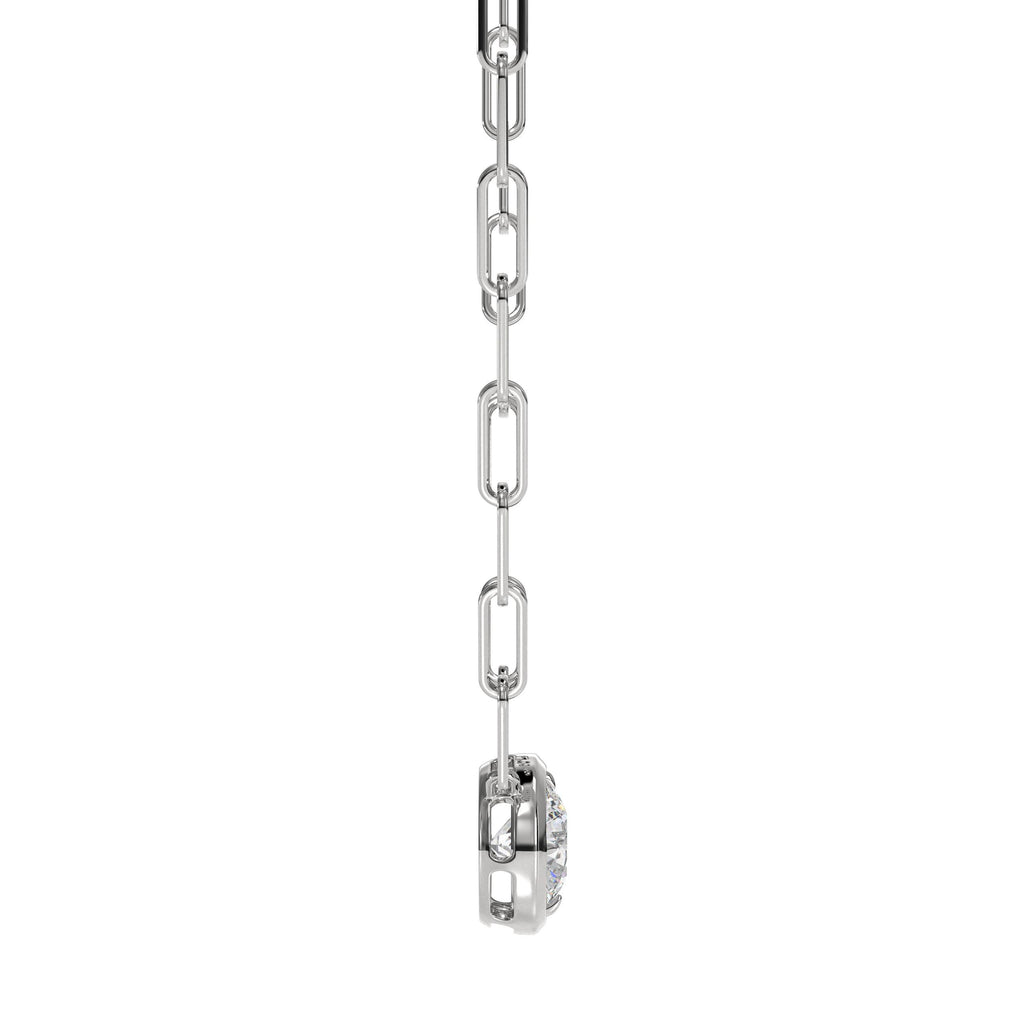 14K Gold Lab Grown Diamond Bezel PaperClip Chain Necklace