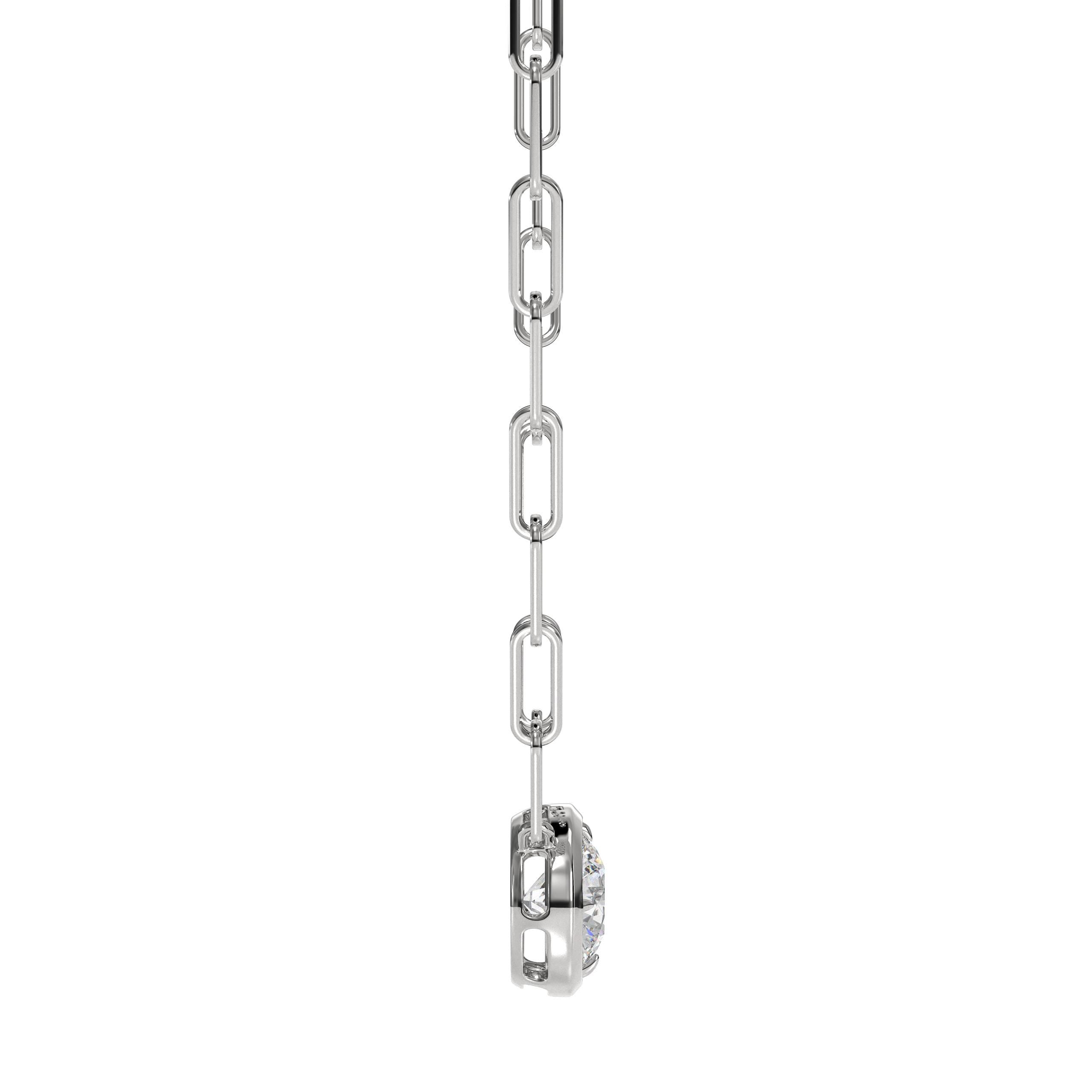 14K Gold Lab Grown Diamond Bezel PaperClip Chain Necklace