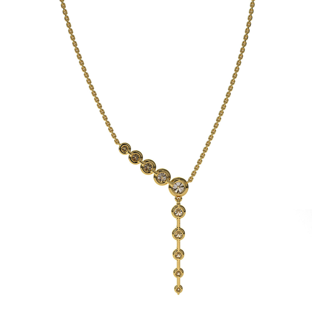 14K White Solid Gold with Drop Solitaire Lab Grown Diamond, Lariat Round Cut 'Y' Necklace for Women