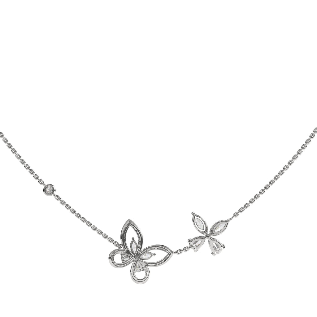 14K Solid Gold Butterfly Lab Grown Diamond Necklace, Birthday Gifts, Women's Necklaces