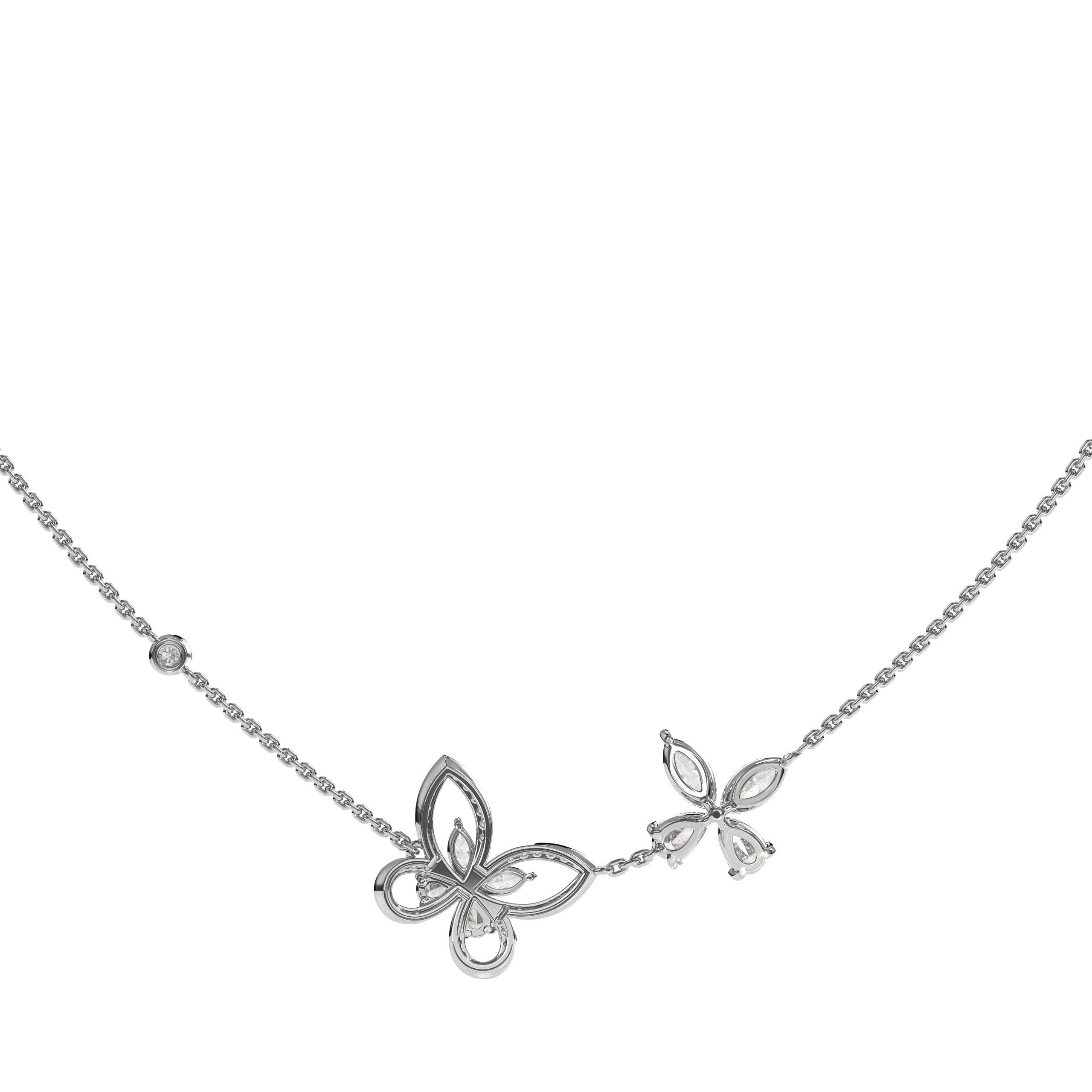 14K Solid Gold Butterfly Lab Grown Diamond Necklace, Birthday Gifts, Women's Necklaces