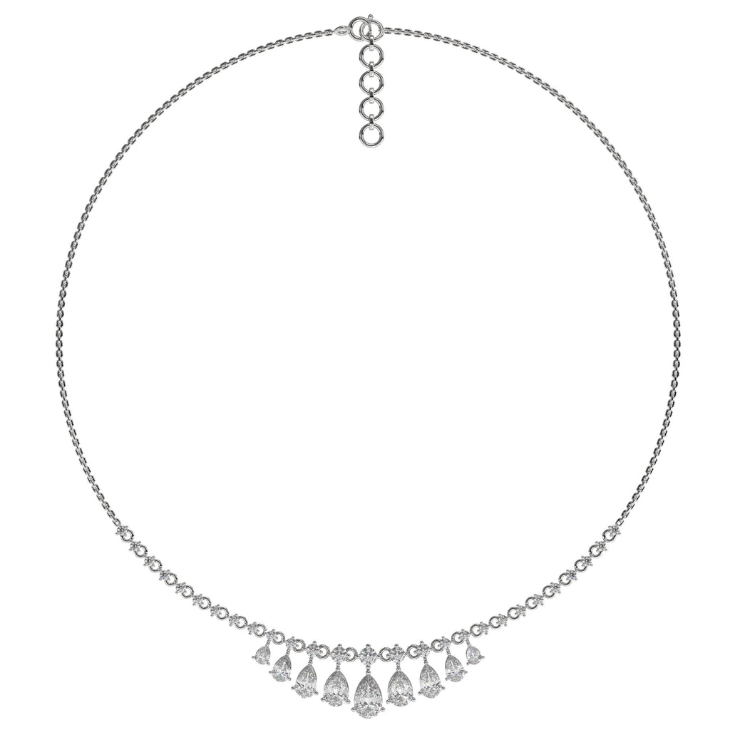 14K Gold Lab Grown Diamond Half Tennis Necklace For Women