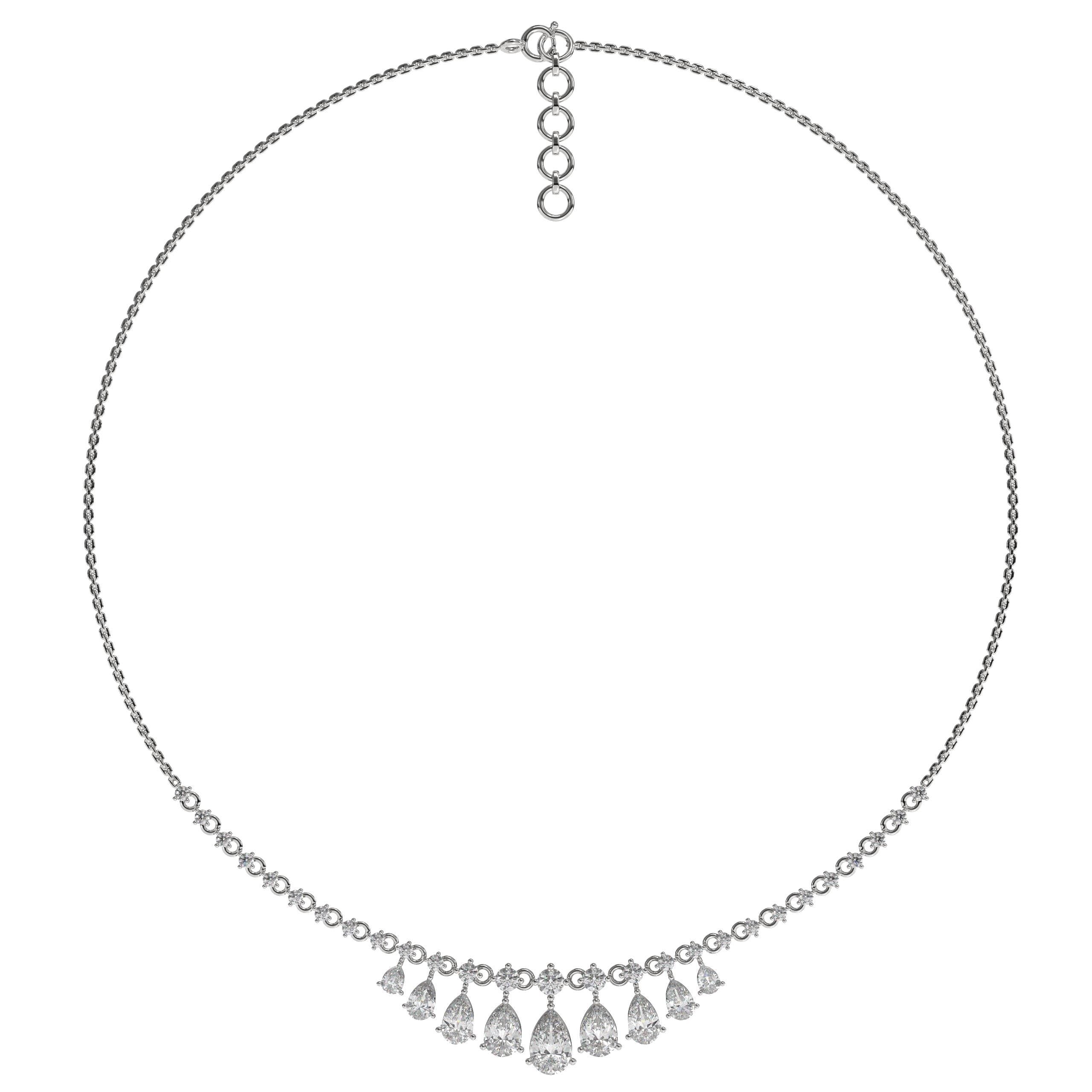 14K Gold Lab Grown Diamond Half Tennis Necklace For Women