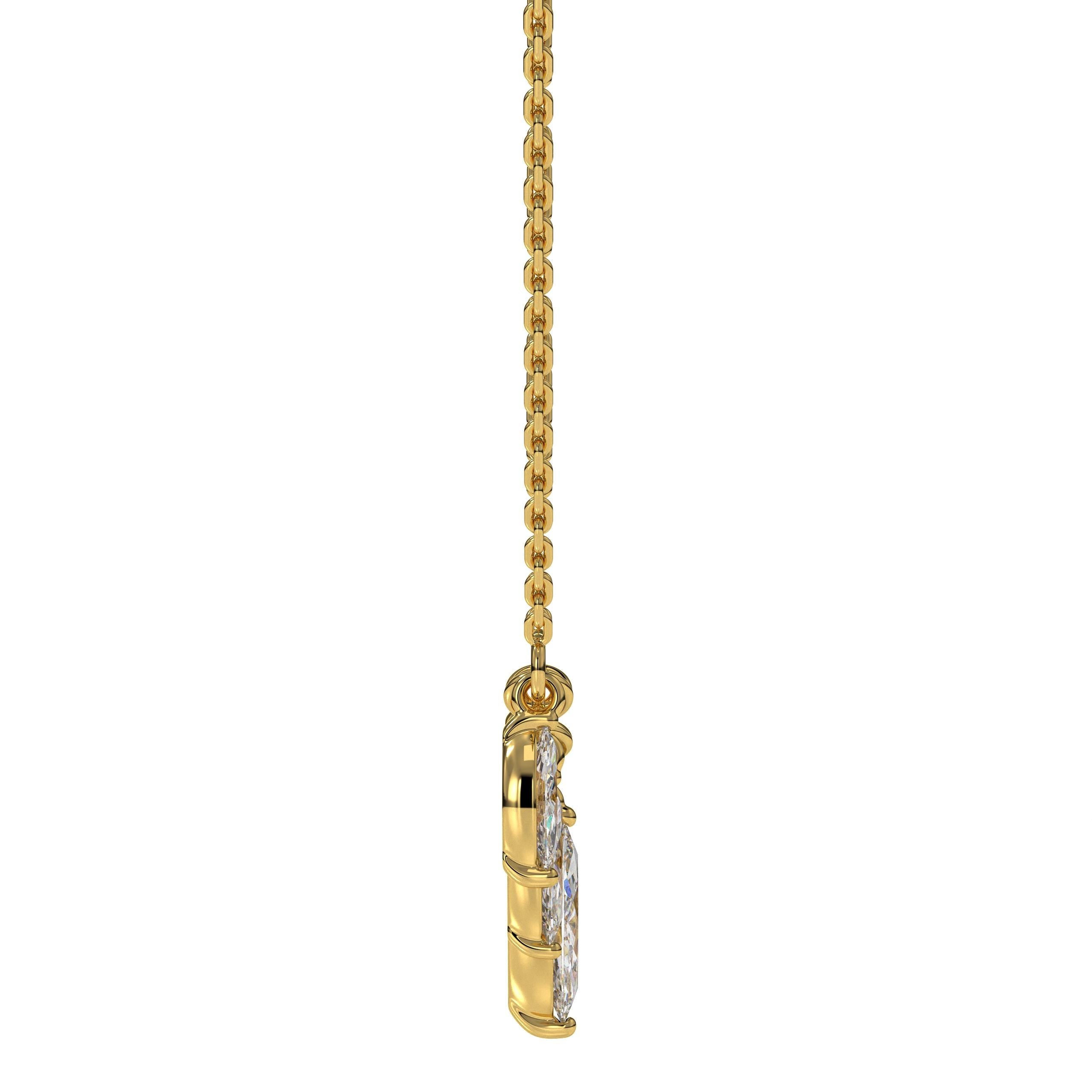 Marquise Cut Lab Grown Diamond Necklaces for Women  With Solid 14K Gold