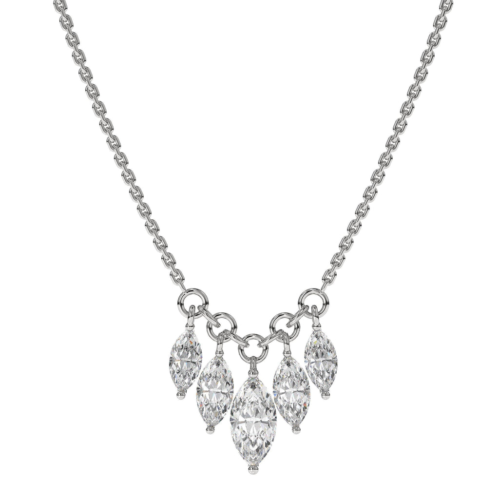 Marquise Cut Lab Grown Diamond Necklaces for Women  With Solid 14K Gold