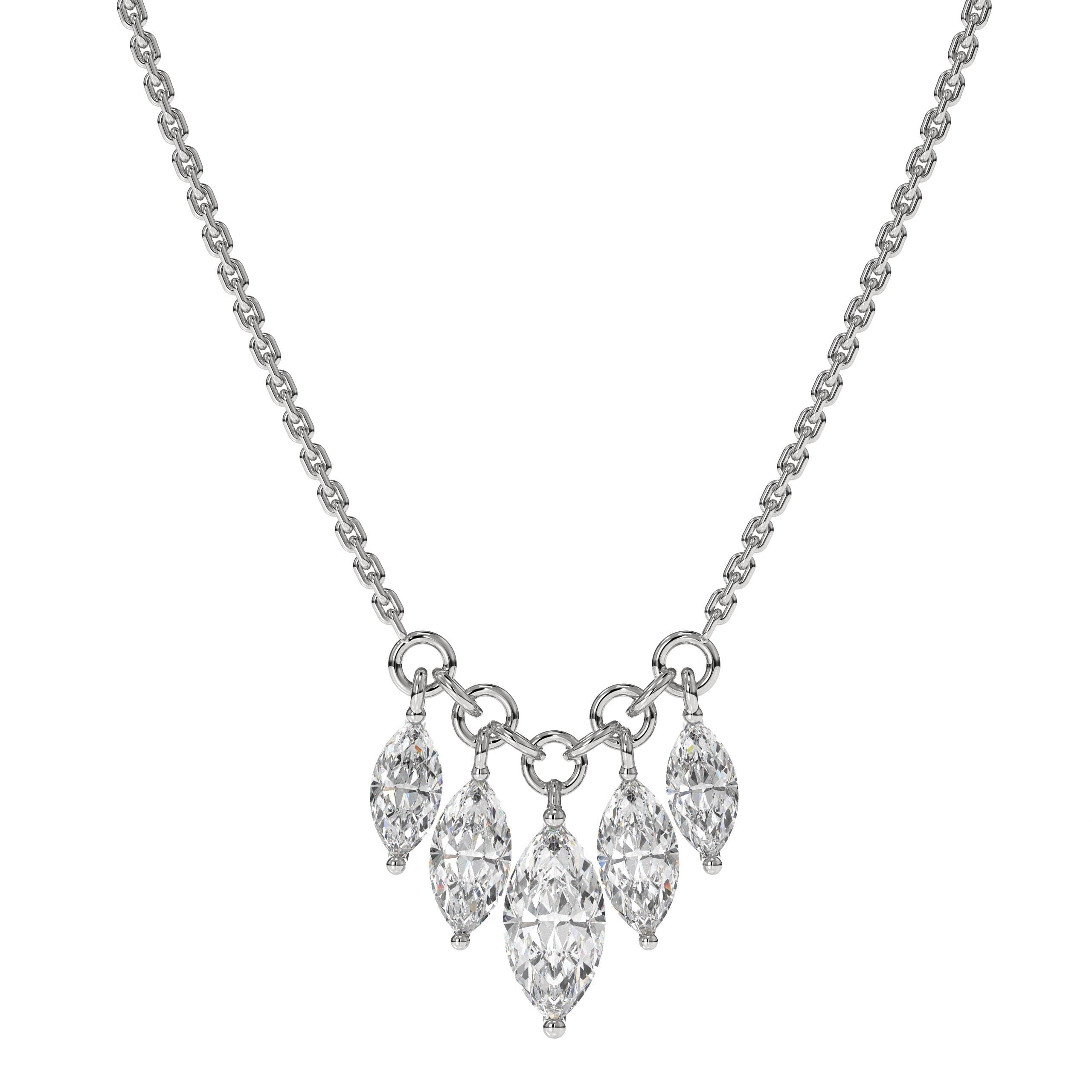 Marquise Cut Lab Grown Diamond Necklaces for Women  With Solid 14K Gold