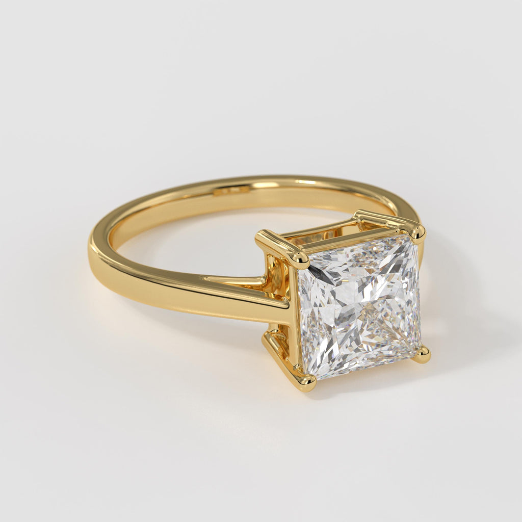 Princess Cut Engagement Ring in 14K Solid Gold Lab Grown Diamond Solitaire Ring for Anniversary Gift