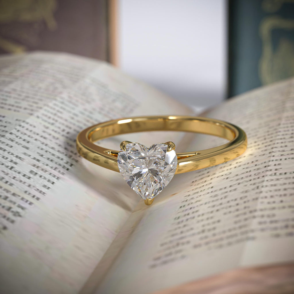 Heart Shape Lab Grown Diamond Engagement Ring in 14K Solid Gold