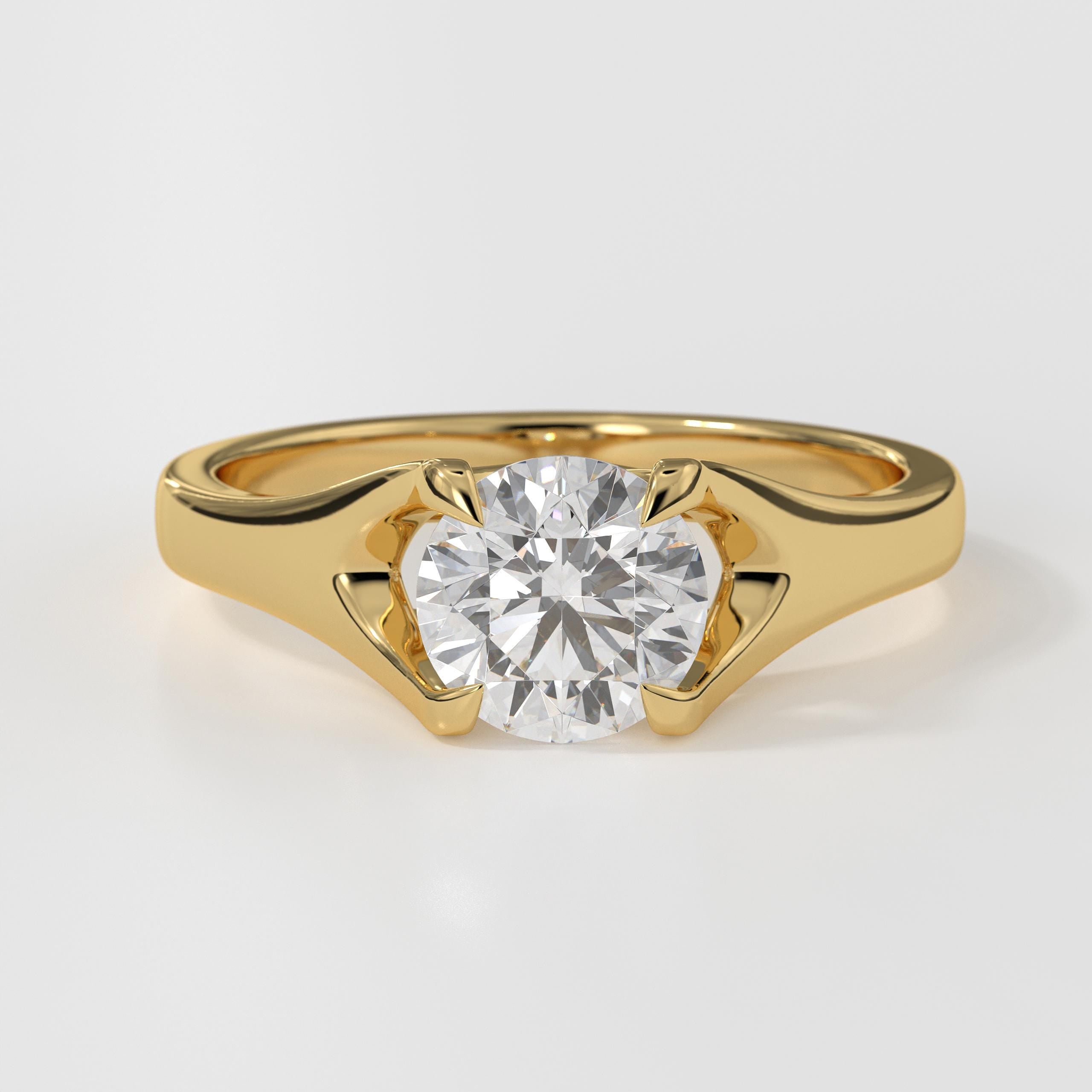2 Carat F/VS1 Round Brilliant Cut Lab Grown Diamond Solitaire Engagement Ring in 14K Gold