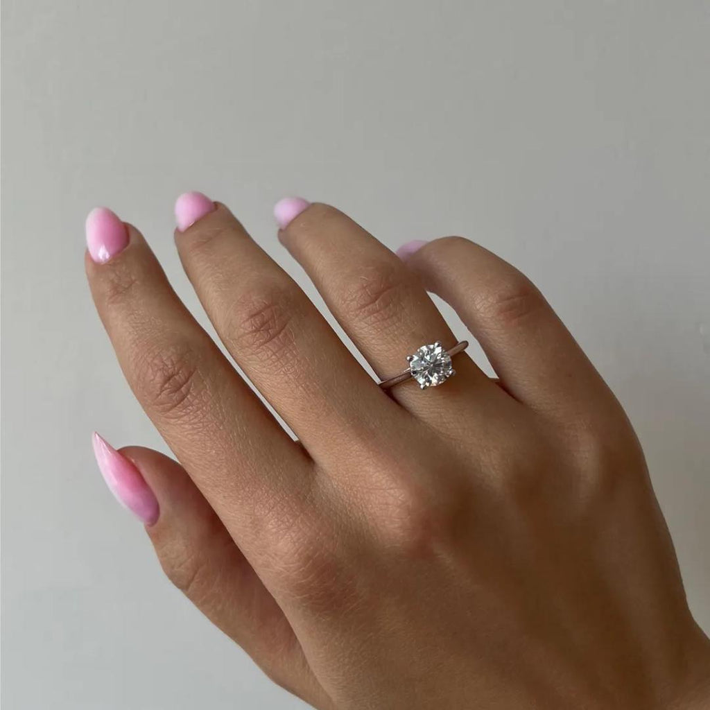 14K Gold Round Cut Lab Grown Diamond Solitaire Ring