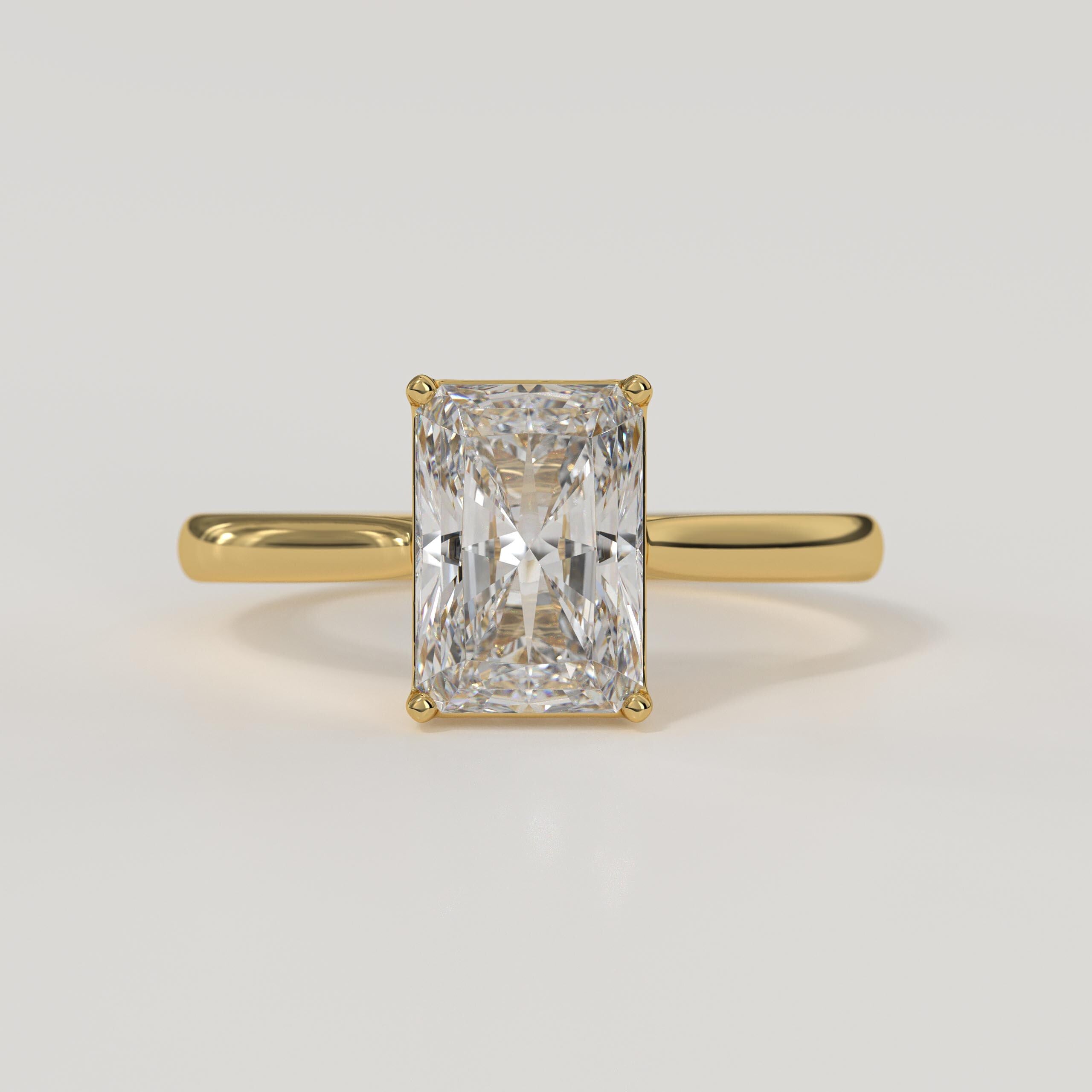 Radiant Cut 1 carat F Color VS1 Clarity IGI Certified Elongated Radiant Cut Lab Grown Diamond Solitaire Engagement Ring 14k Gold