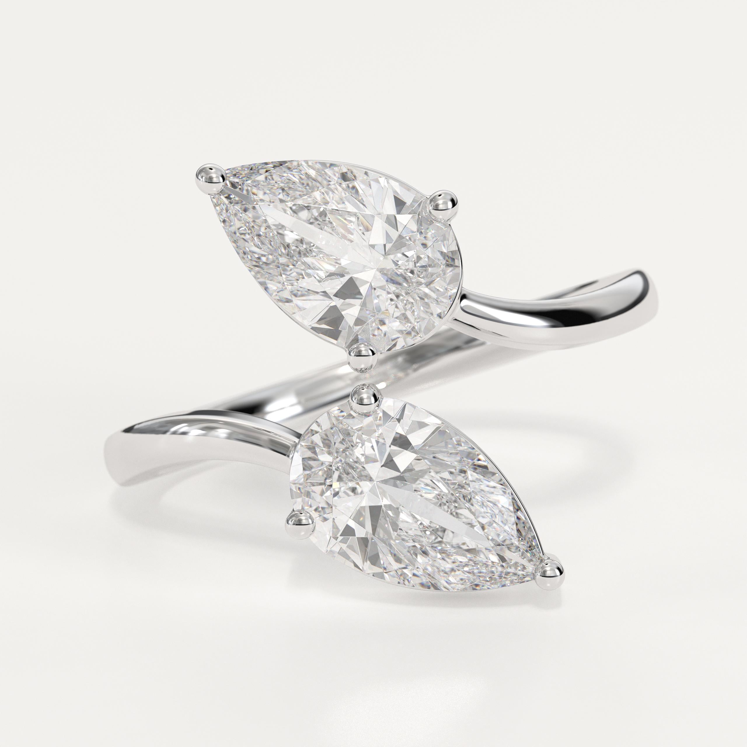 2 Carat Pear Cut Vintage Toi Et Moi Two Stone Ring, 14K Gold Lab Grown Diamond French Wedding Ring