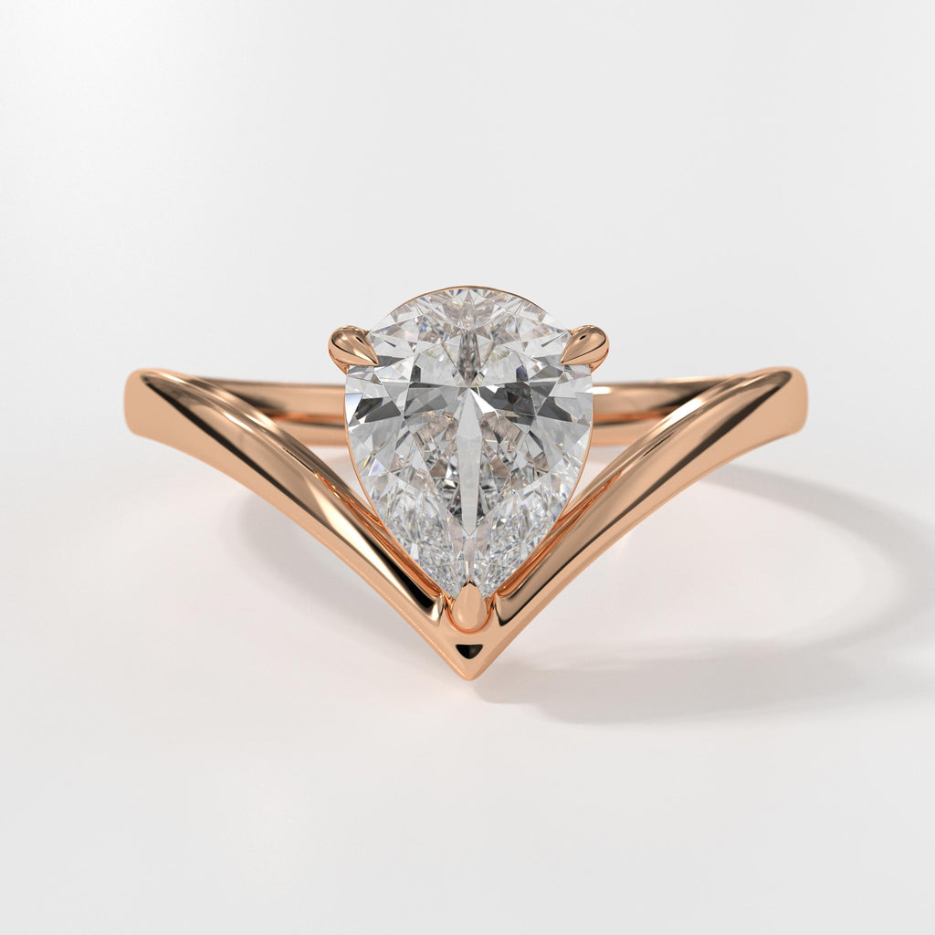 Lab Grown Diamond Chevron 14K Gold Anniversary Ring for Wife