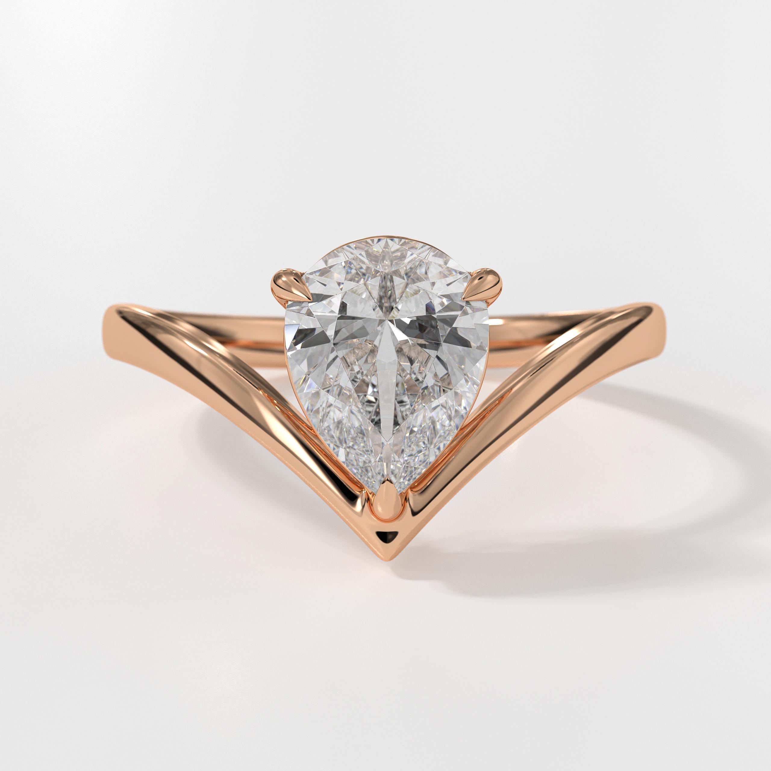 Lab Grown Diamond Chevron 14K Gold Anniversary Ring for Wife
