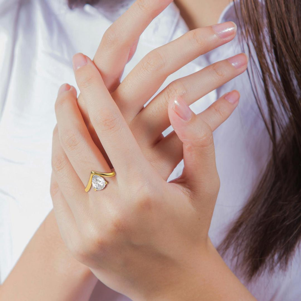 Lab Grown Diamond Chevron 14K Gold Anniversary Ring for Wife