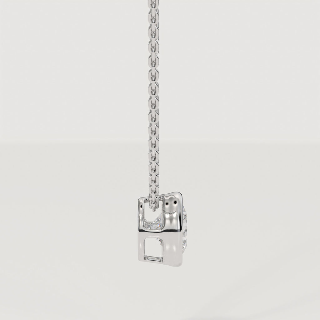 Lab Diamond Solitaire Necklace 1 CT | 14K Gold Bezel Pendant | IGI Certified