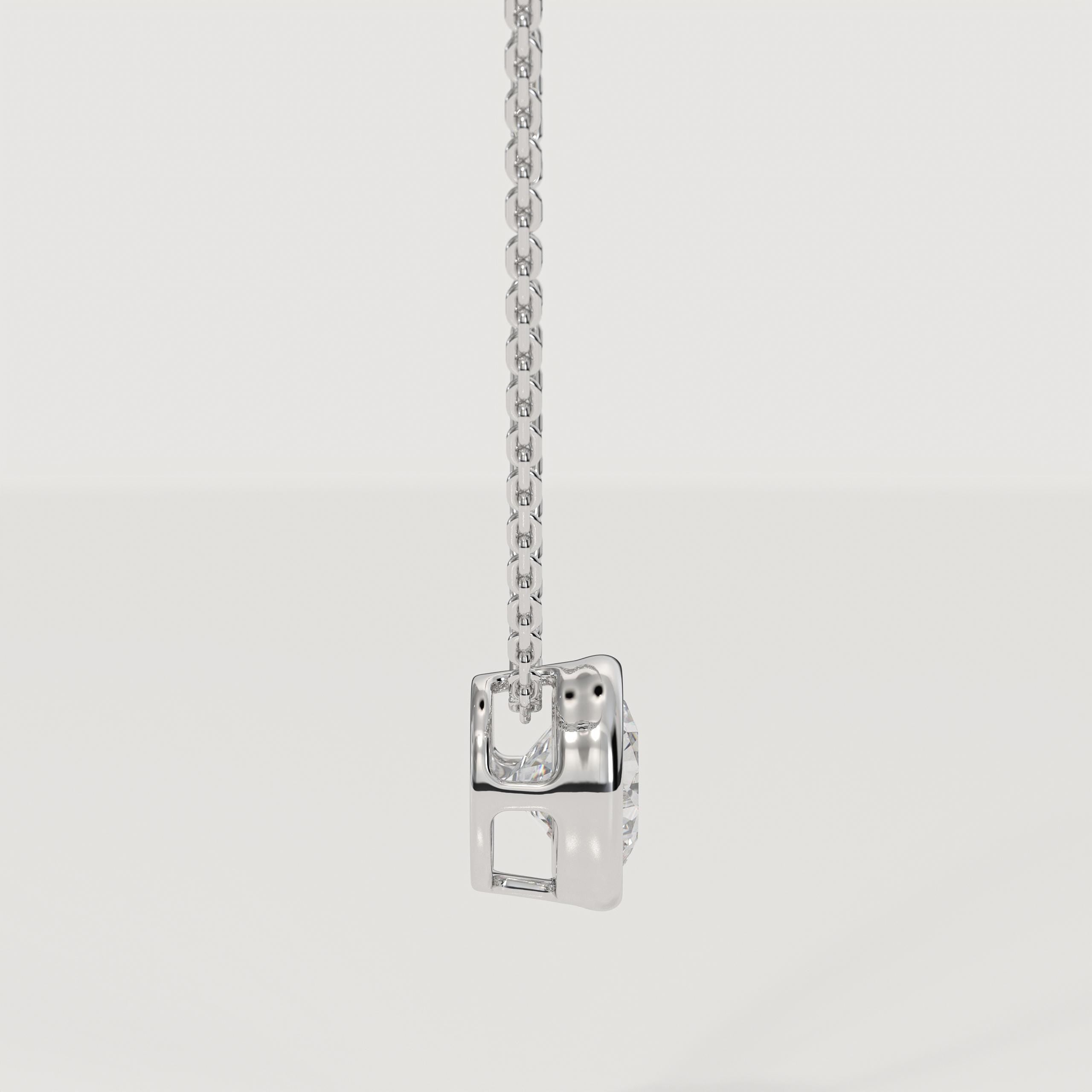 Lab Diamond Solitaire Necklace 1 CT | 14K Gold Bezel Pendant | IGI Certified