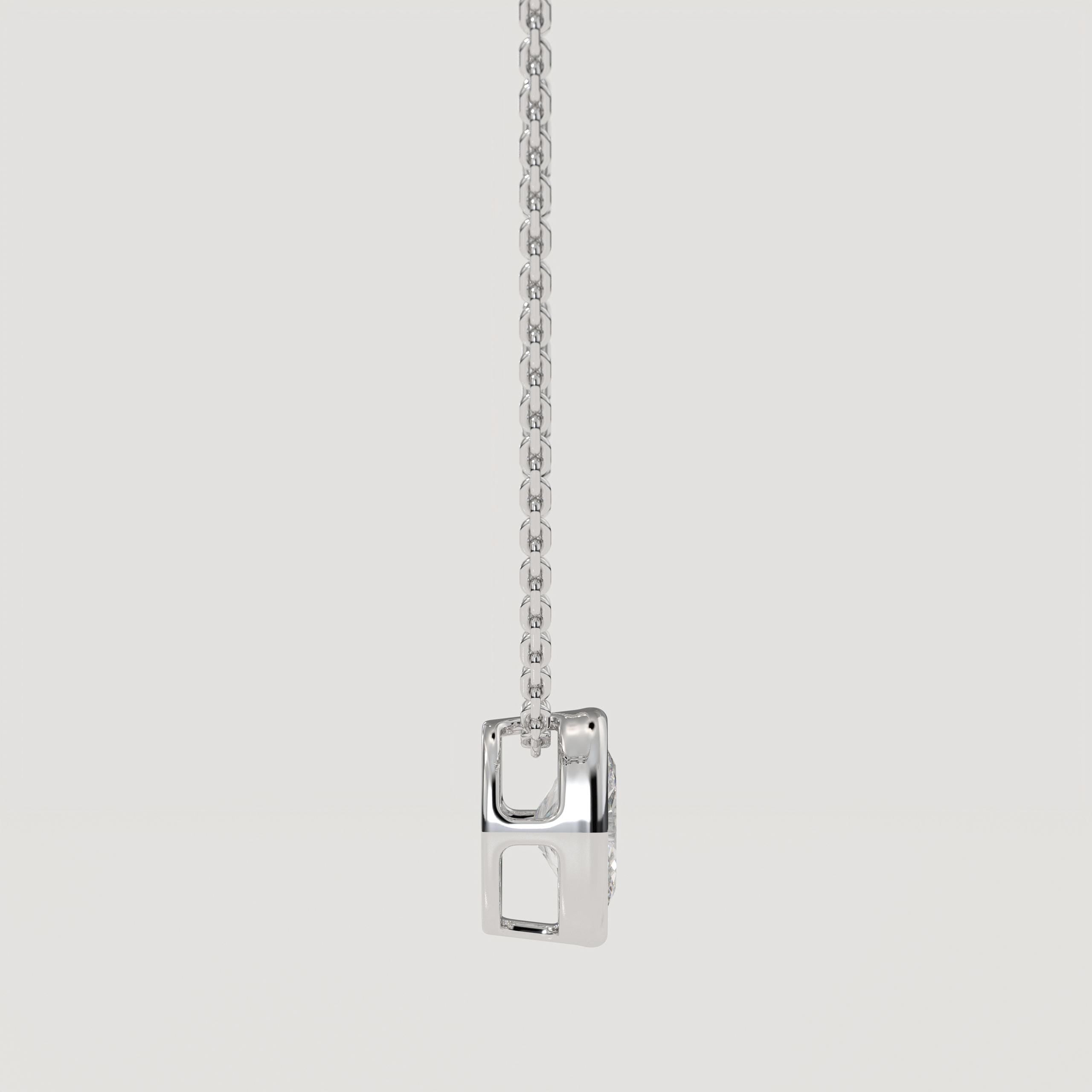 14K Gold Oval Lab Diamond Bezel Necklace - IGI Certified