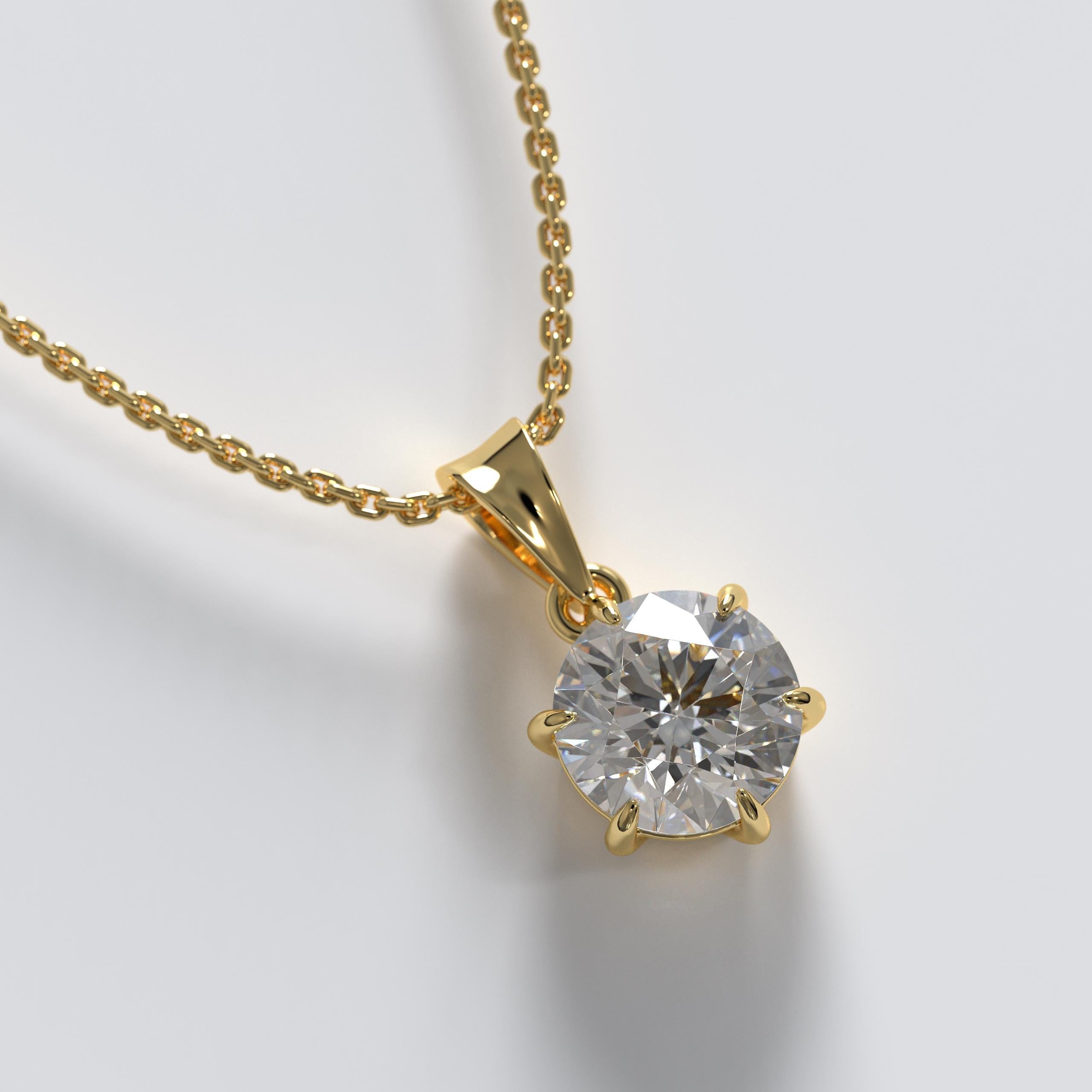 14K Gold 2 Carat lab grown diamond pendant