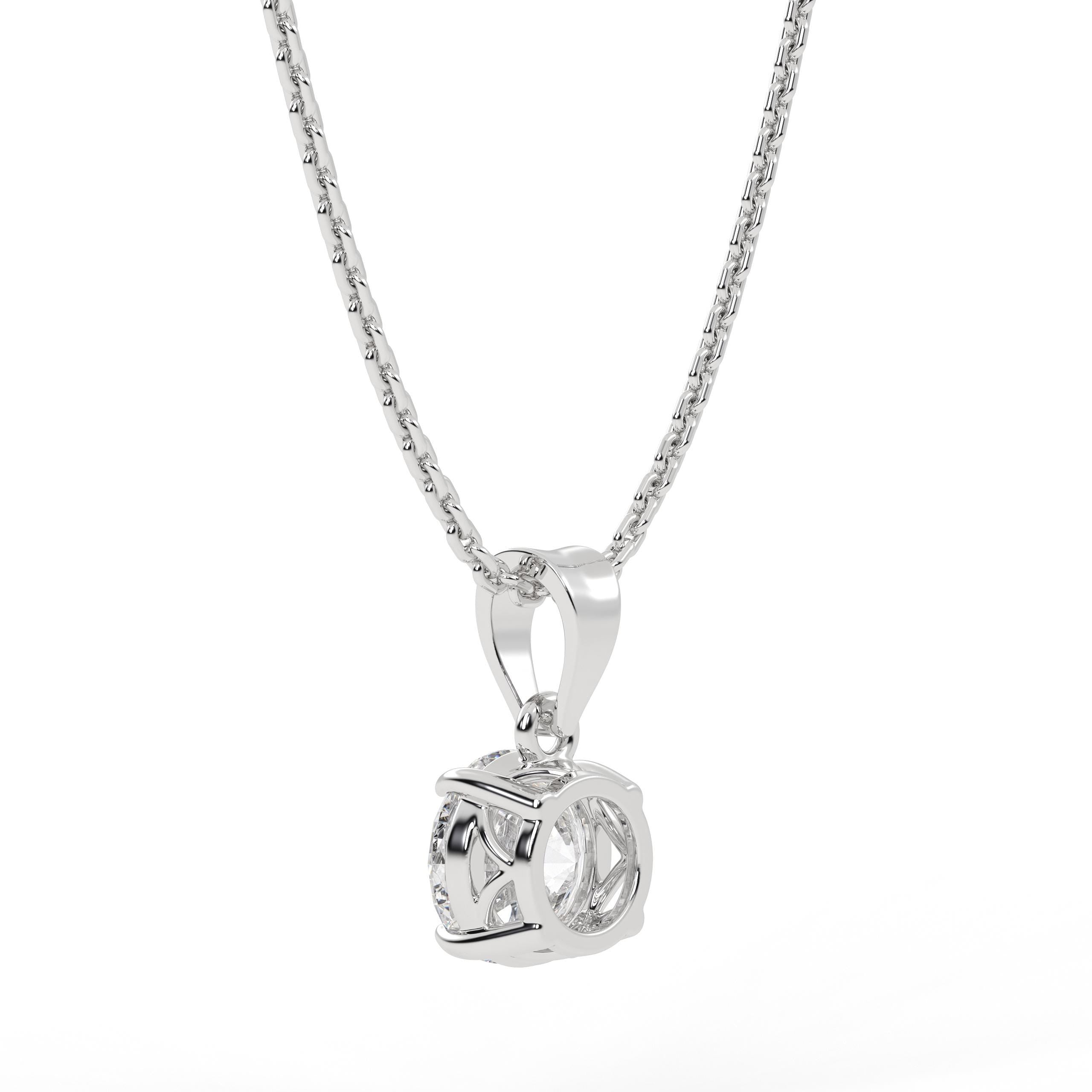 14K Solid Gold Lab Grown Diamond Solitaire Pendant Necklace