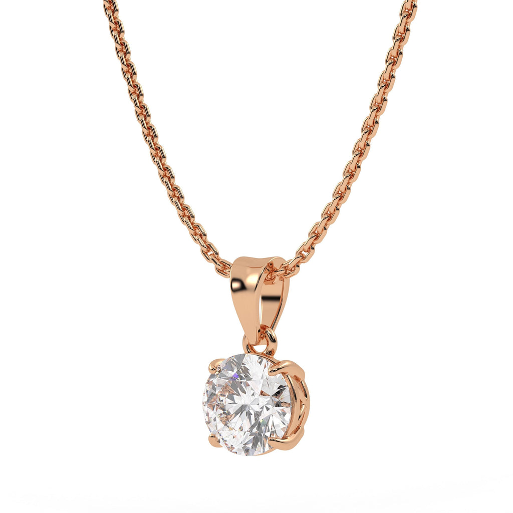 14K Solid Gold Lab Grown Diamond Solitaire Pendant Necklace