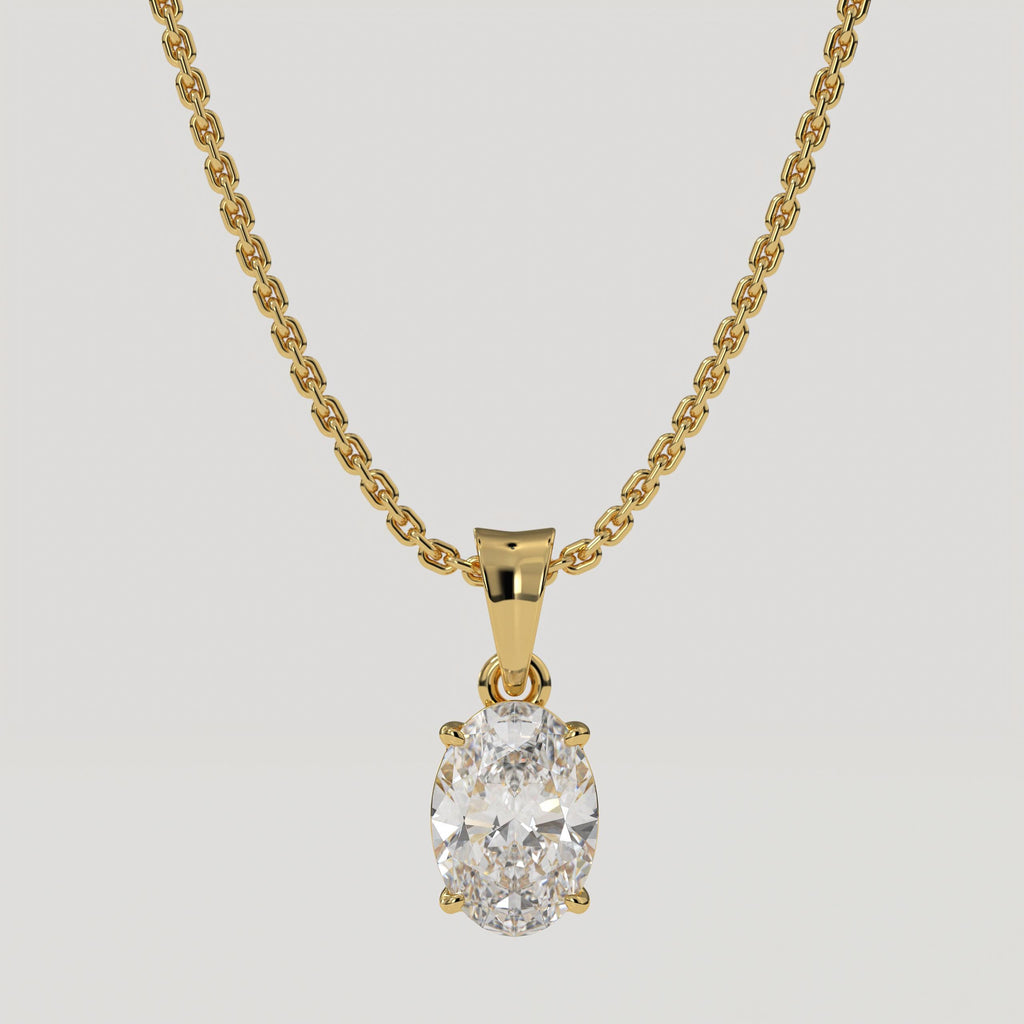 1 Carat Oval Lab Grown Diamond Solitaire Pendant IGI Certified F VS1