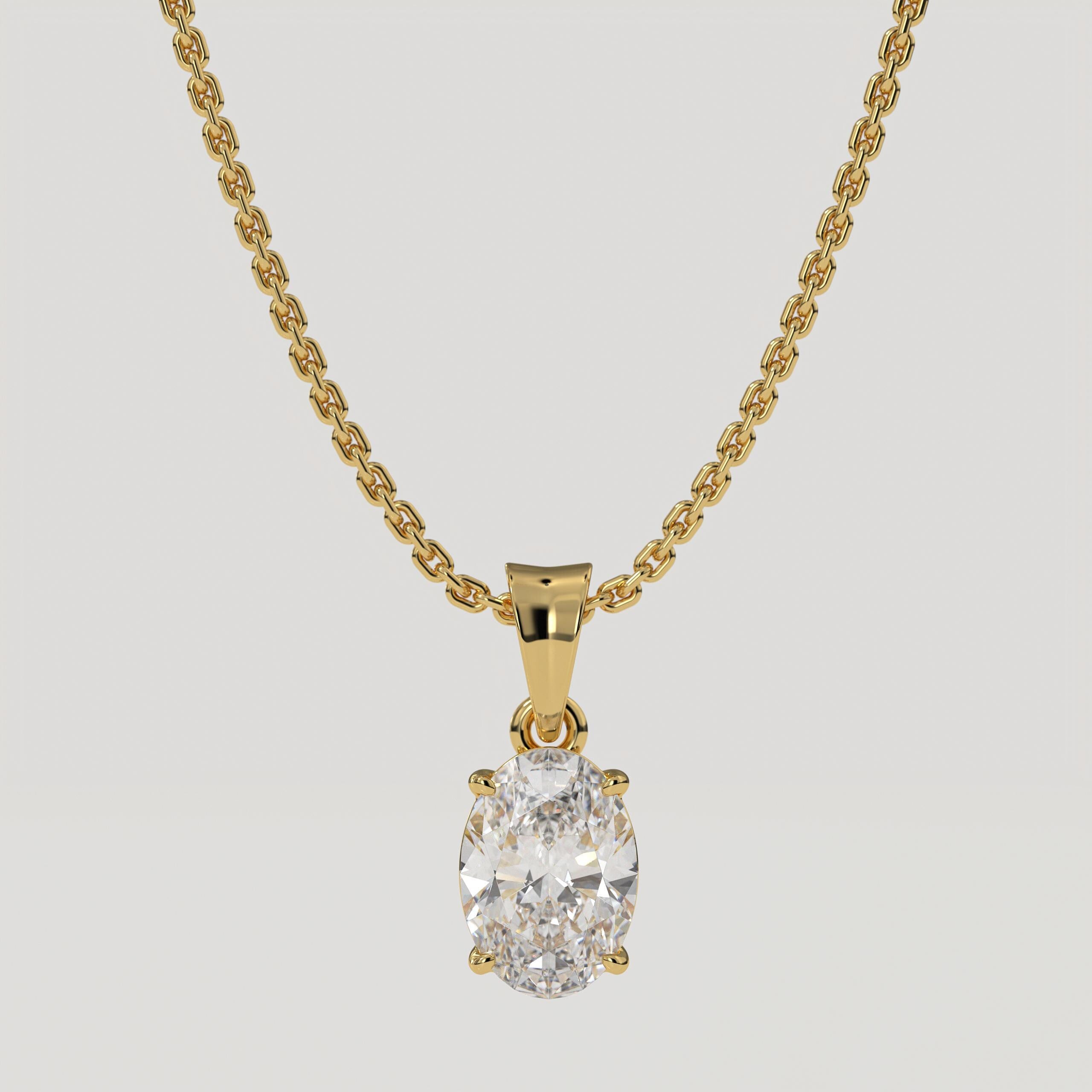 1 Carat Oval Lab Grown Diamond Solitaire Pendant IGI Certified F VS1