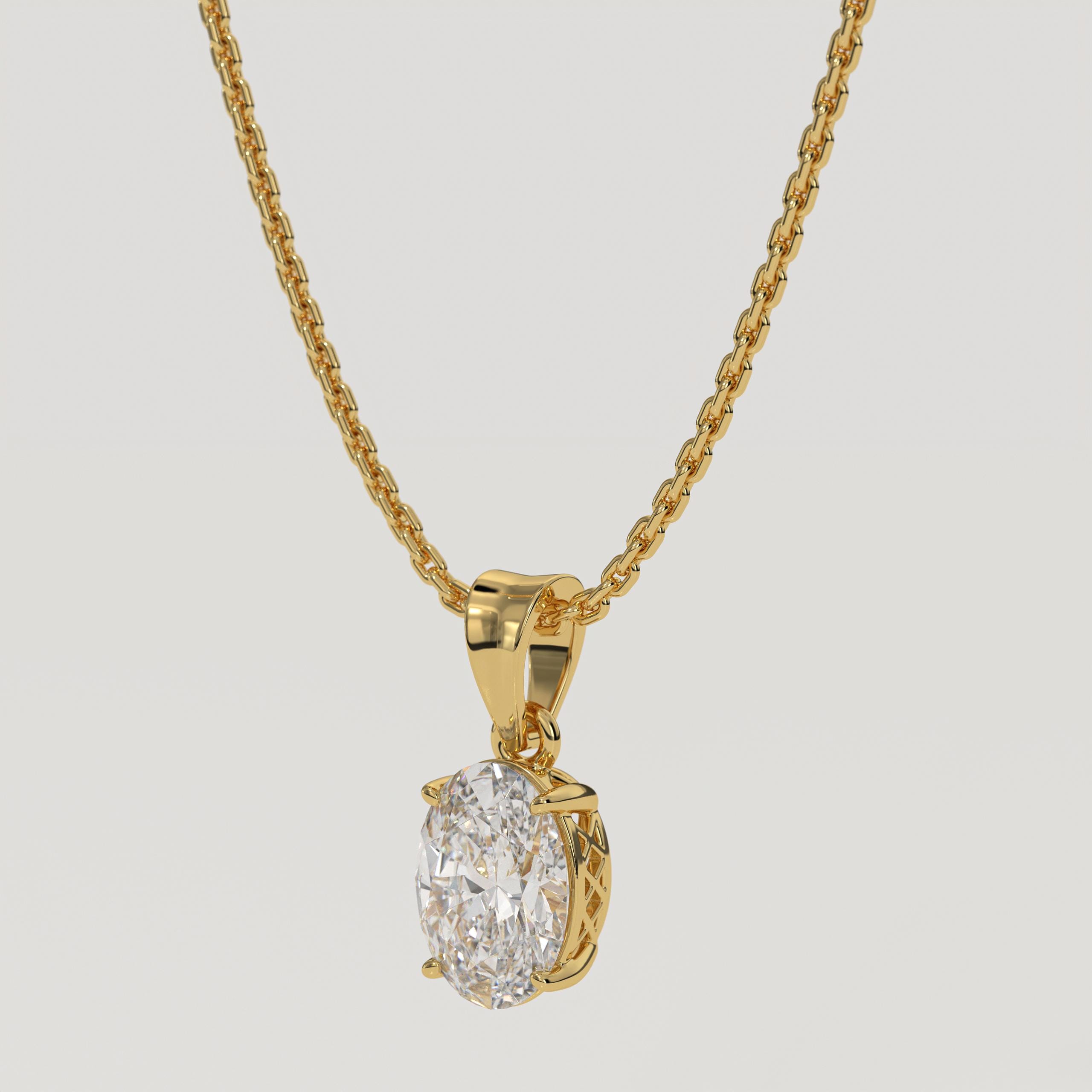 1 Carat Oval Lab Grown Diamond Solitaire Pendant IGI Certified F VS1