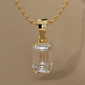 14K Gold 4 Ct  Emerald Cut Diamond Solitaire Pendant Necklace