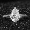 Handmade Pear Lab Grown Diamond Engagement Ring Hidden Halo, IGI Certified
