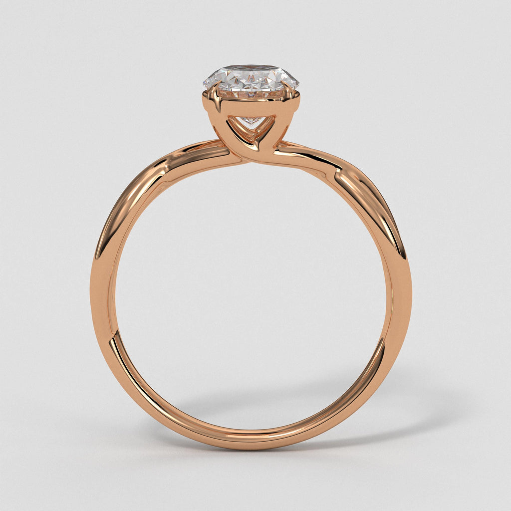 14K Gold Oval Lab Grown Diamond Twist Infinity Engagement Ring