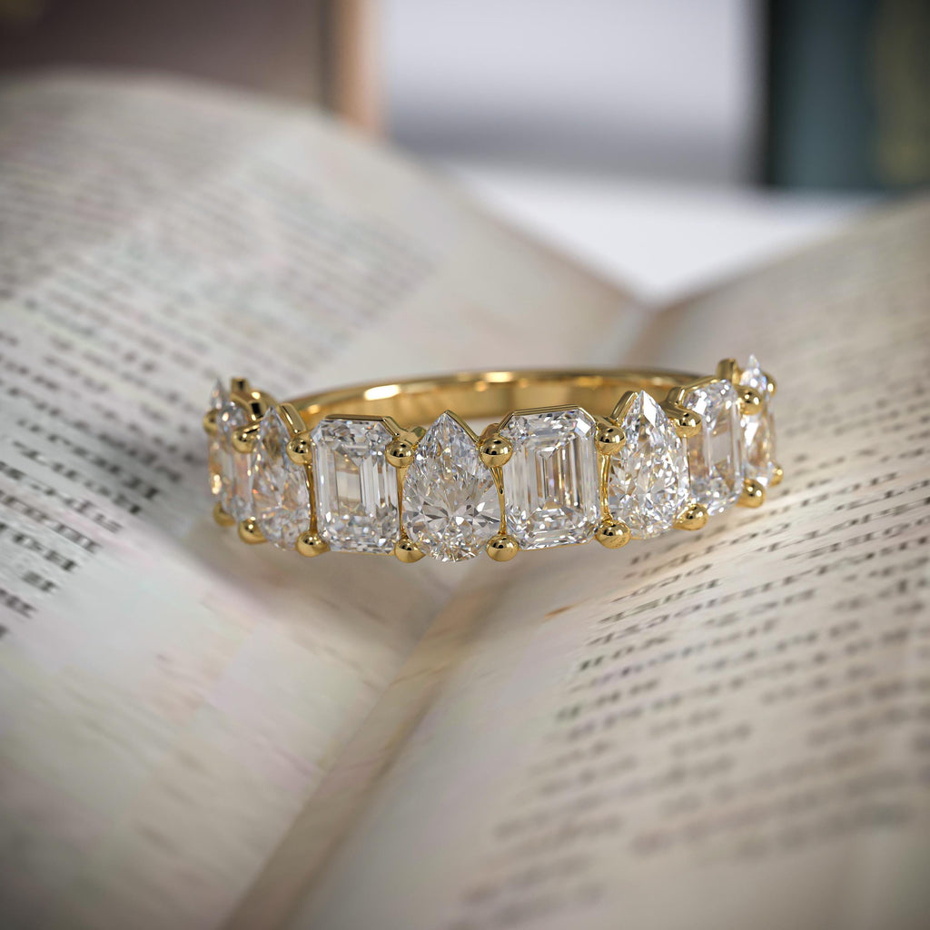 Multi Shape Brilliant Cut Lab grown Diamond Eternity Wedding Ring