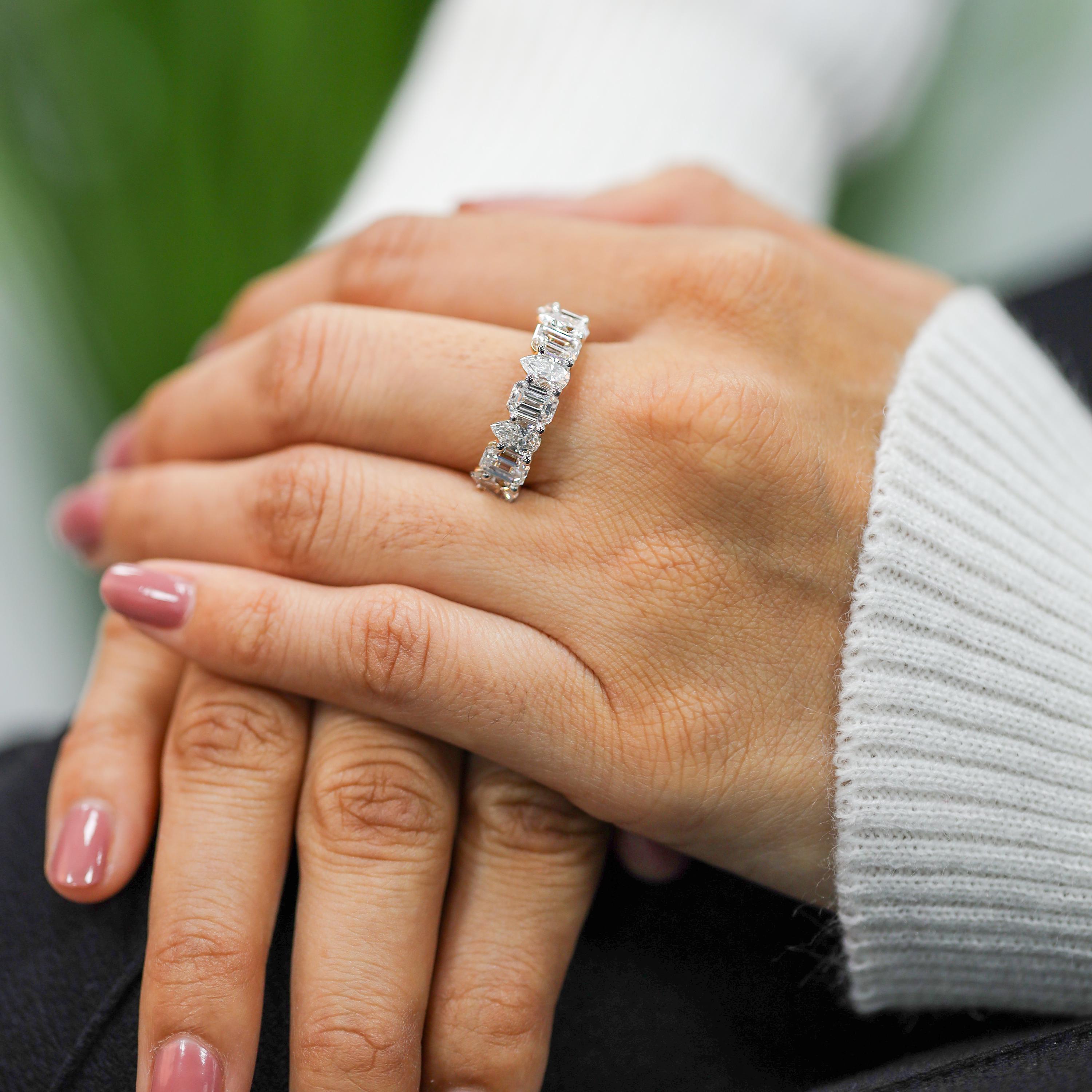 Multi Shape Brilliant Cut Lab grown Diamond Eternity Wedding Ring