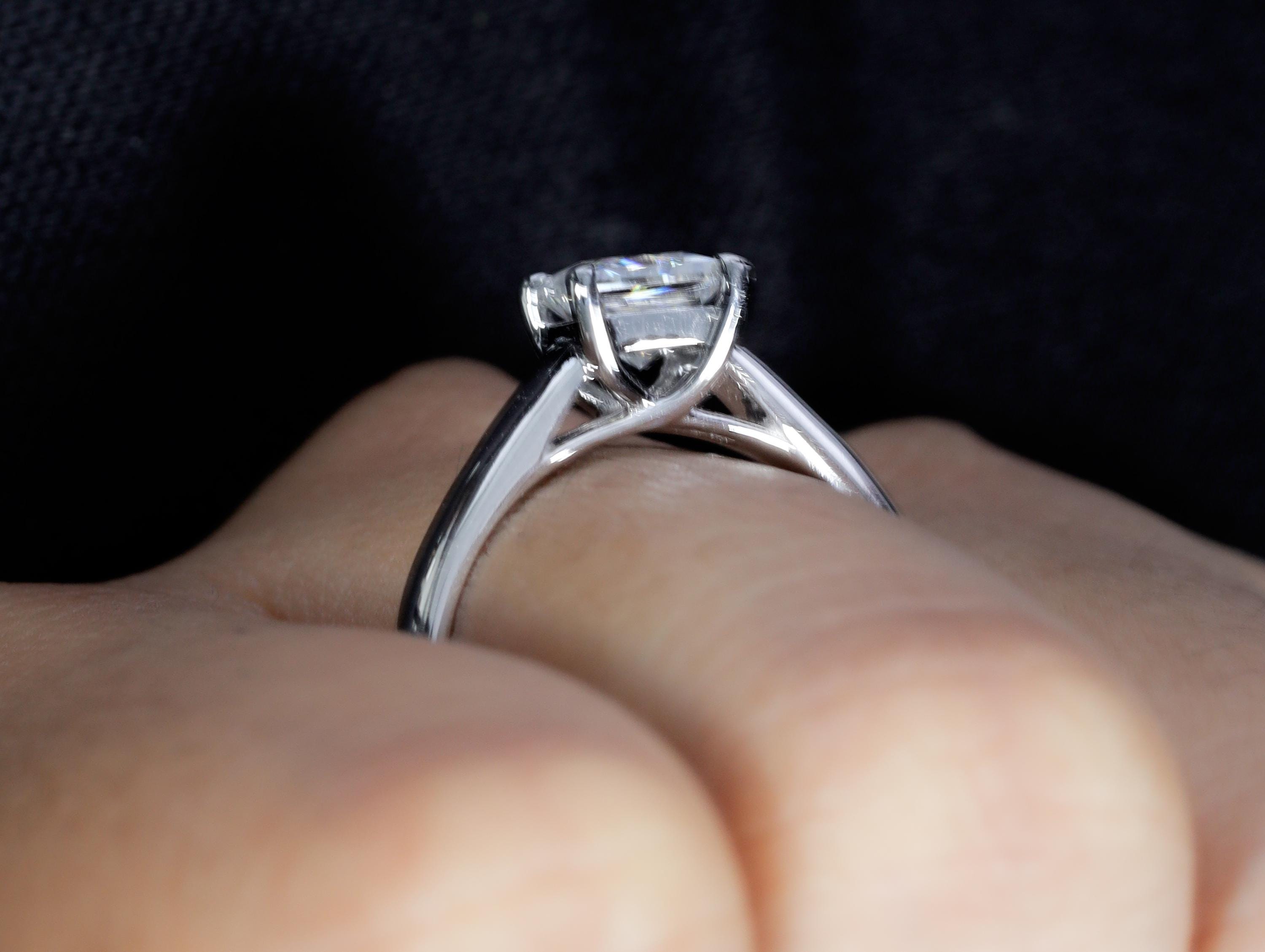 14K Gold Princess Cut 4 Ct Lab Grown Diamond Solitaire Engagement Ring