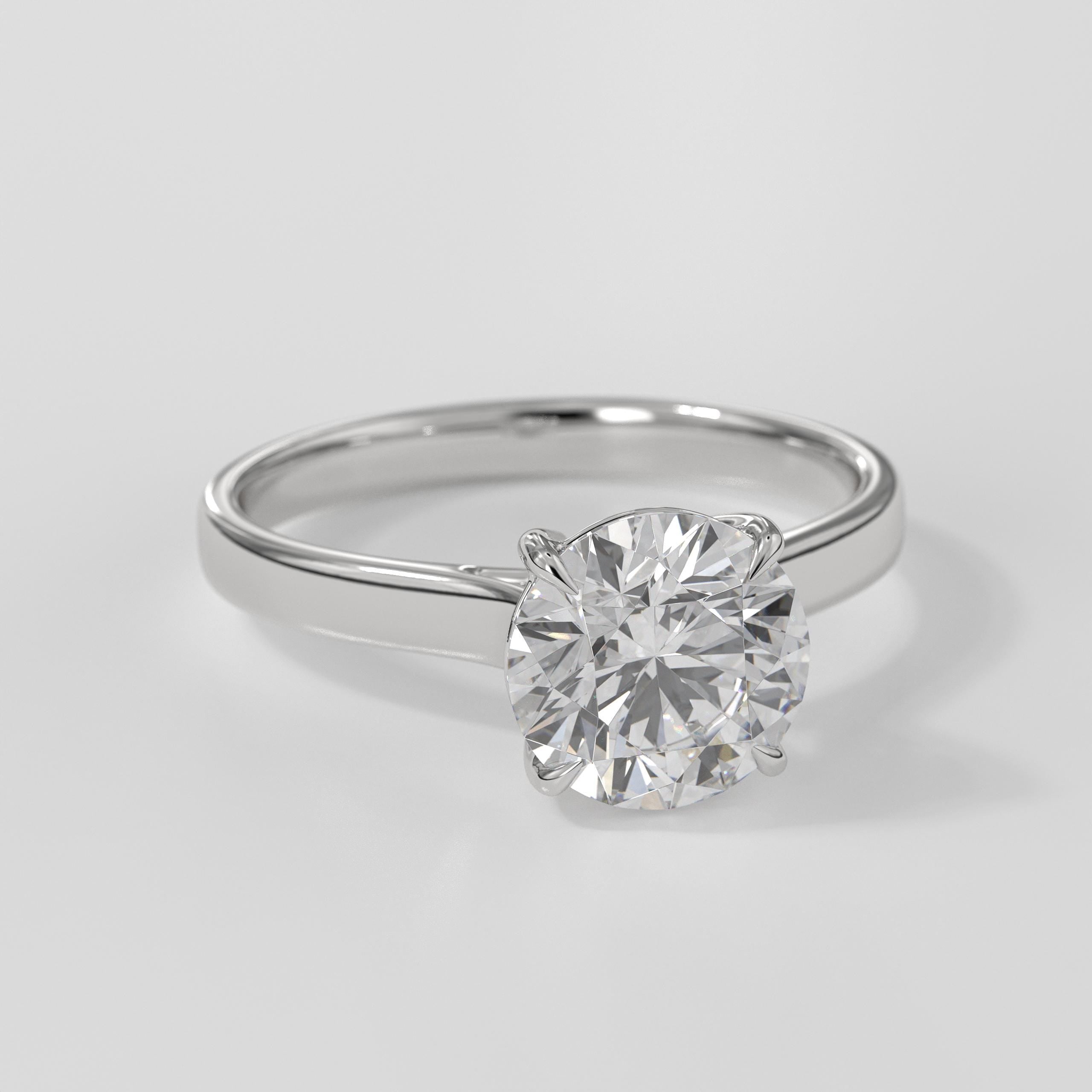 Round Brilliant 4 Prong Setting IGI Certified Lab Grown Diamond Engagement Ring in 14k Gold