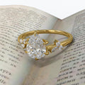 Vintage Pear Lab Grown Diamond 14K Gold Engagement Ring, Anniversary Gifts For Her
