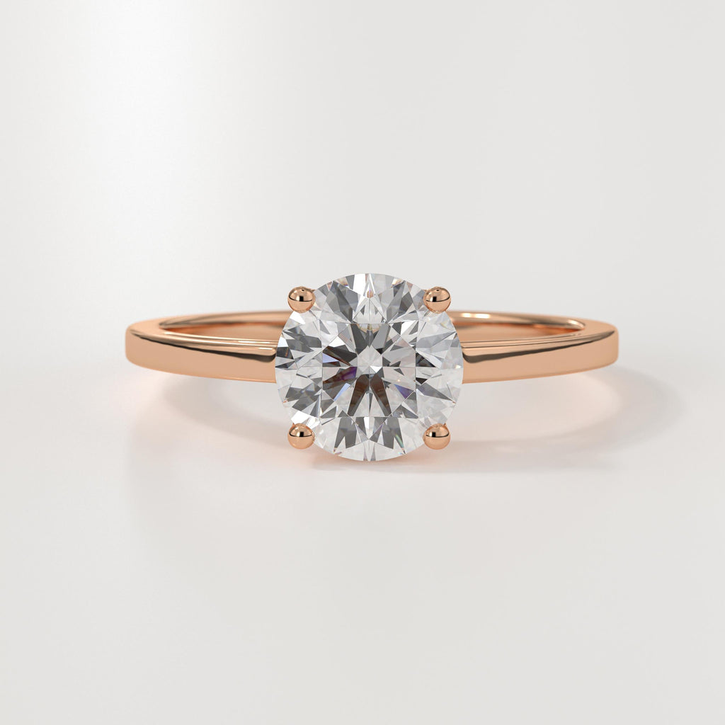 1.5 Carat F Color VS1 Clarity IGI Certificate 14K Gold Round Brilliant Cut Lab Grown Diamond Solitaire Engagement Ring