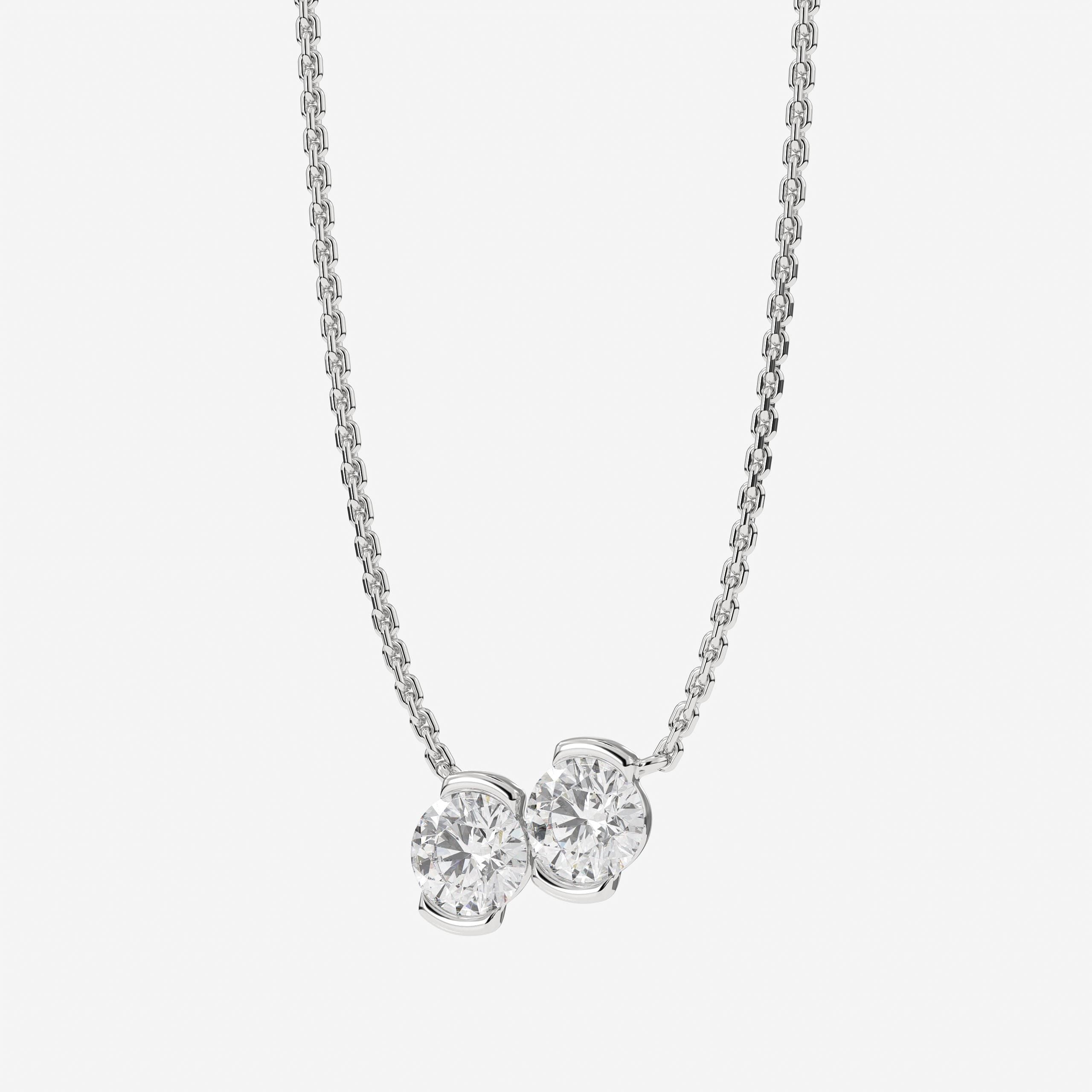 14K Gold Lab Grown Diamond Solitaire Pendant Necklace, Half Bezel Set Necklace