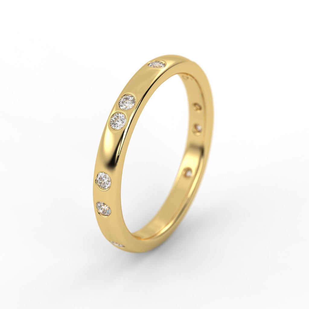 14K Solid Gold Diamond Wedding Ring for Women / Stacking Ring / Anniversary Gift