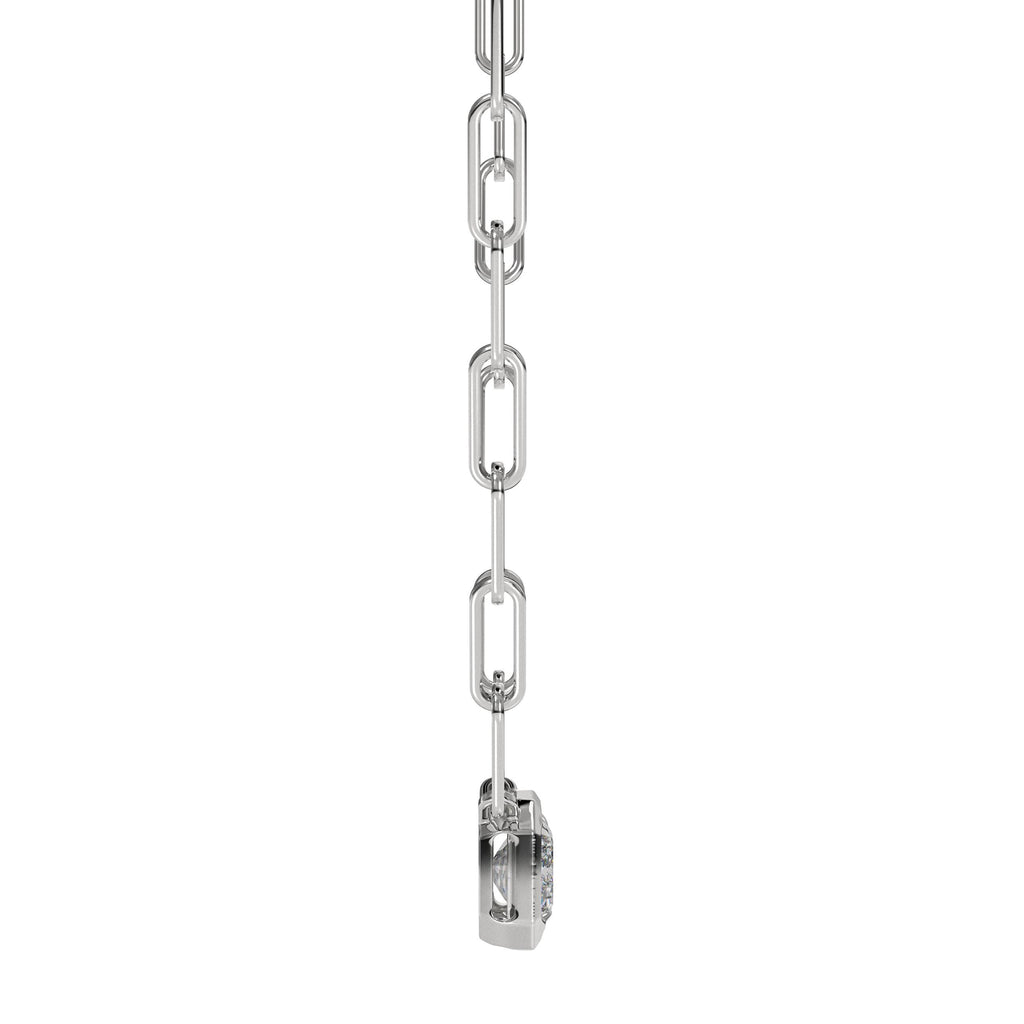 2 Ct Lab Grown Diamond Necklace, 14K Gold Solitaire Pendant With Paper Clip Chain