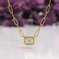 2 Ct Lab Grown Diamond Necklace, 14K Gold Solitaire Pendant With Paper Clip Chain