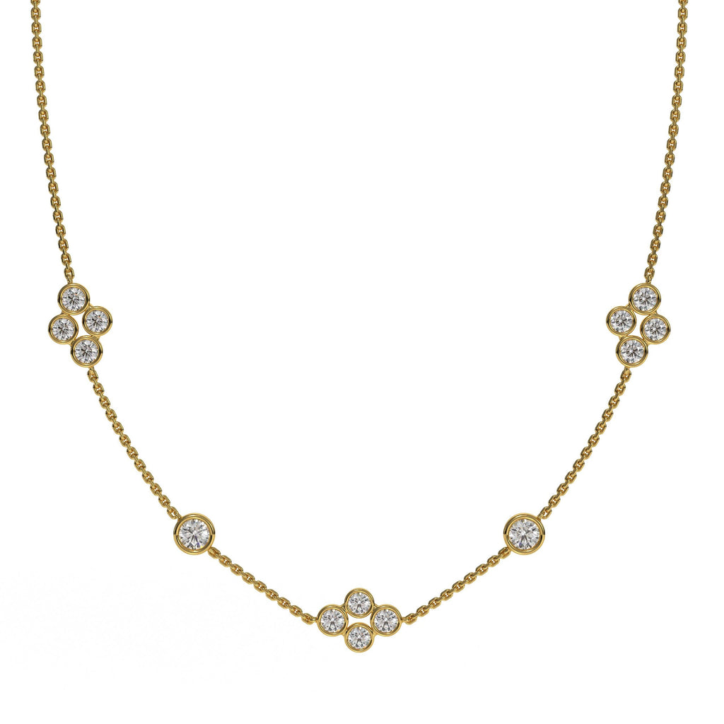 Diamond by The Yard Necklace Lab Grown Diamonds 14K Gold / Cluster Station Graduated Layering Bezel Necklace