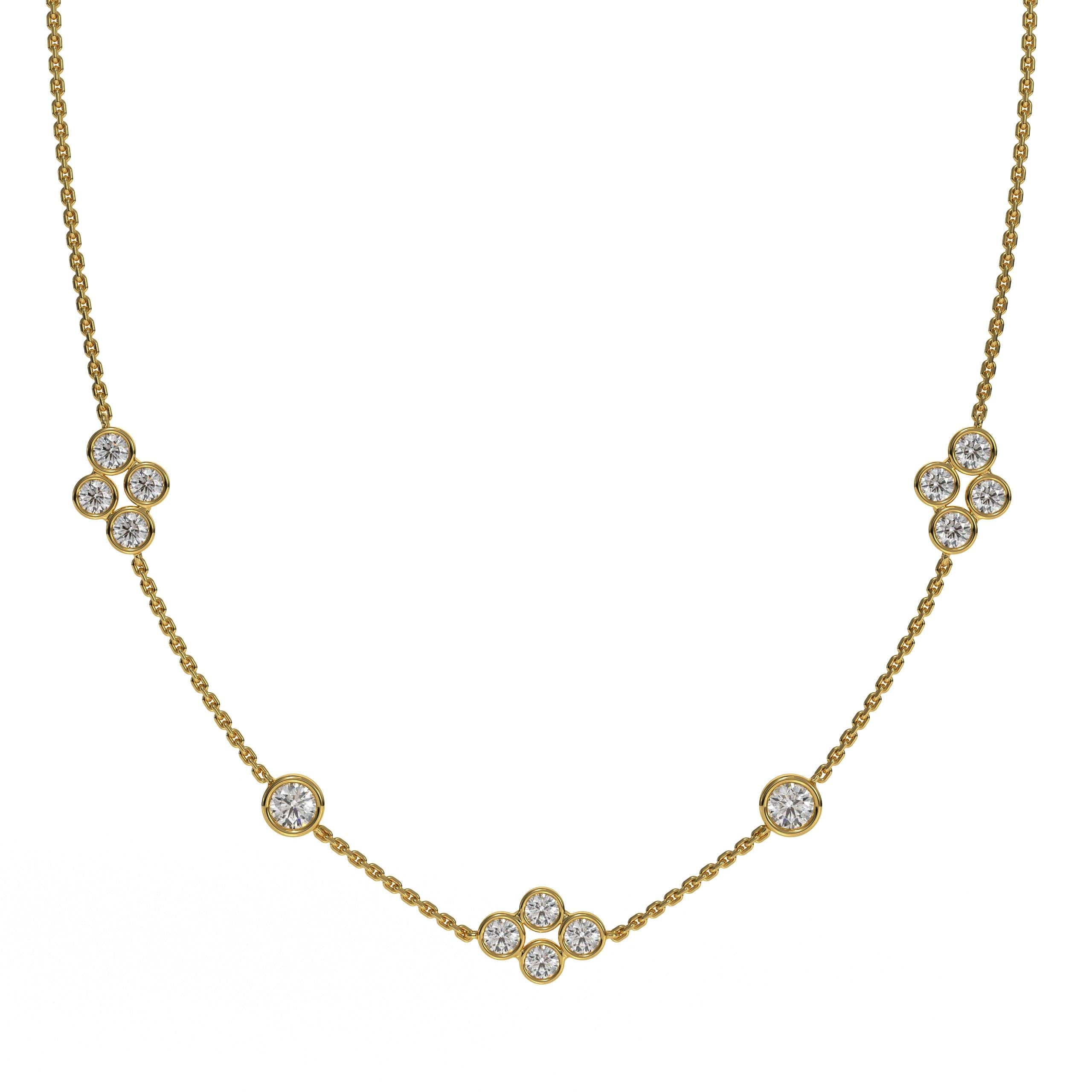 Diamond by The Yard Necklace Lab Grown Diamonds 14K Gold / Cluster Station Graduated Layering Bezel Necklace