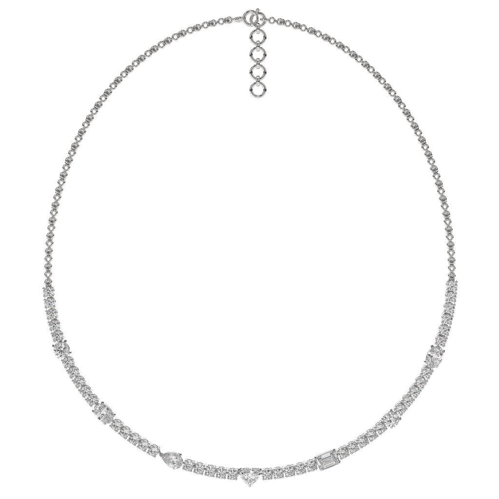 14K Gold Multi Shape Lab Grown Abstract Diamond Tennis Necklace
