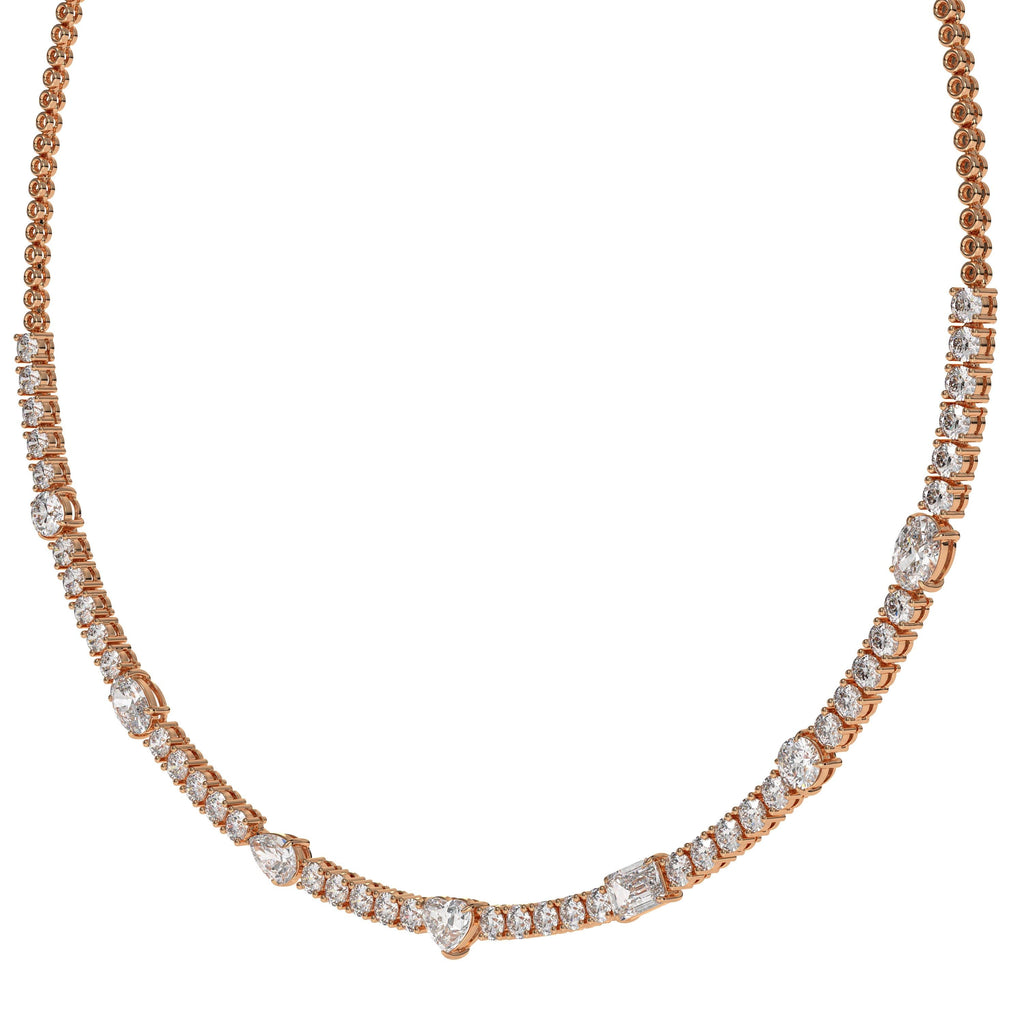 14K Gold Multi Shape Lab Grown Abstract Diamond Tennis Necklace