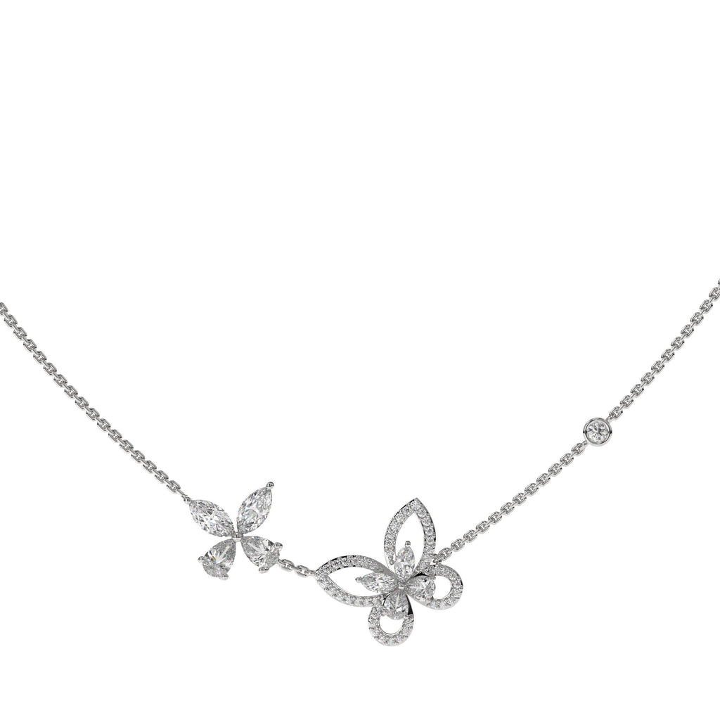 14K Solid Gold Butterfly Lab Grown Diamond Necklace, Birthday Gifts, Women's Necklaces