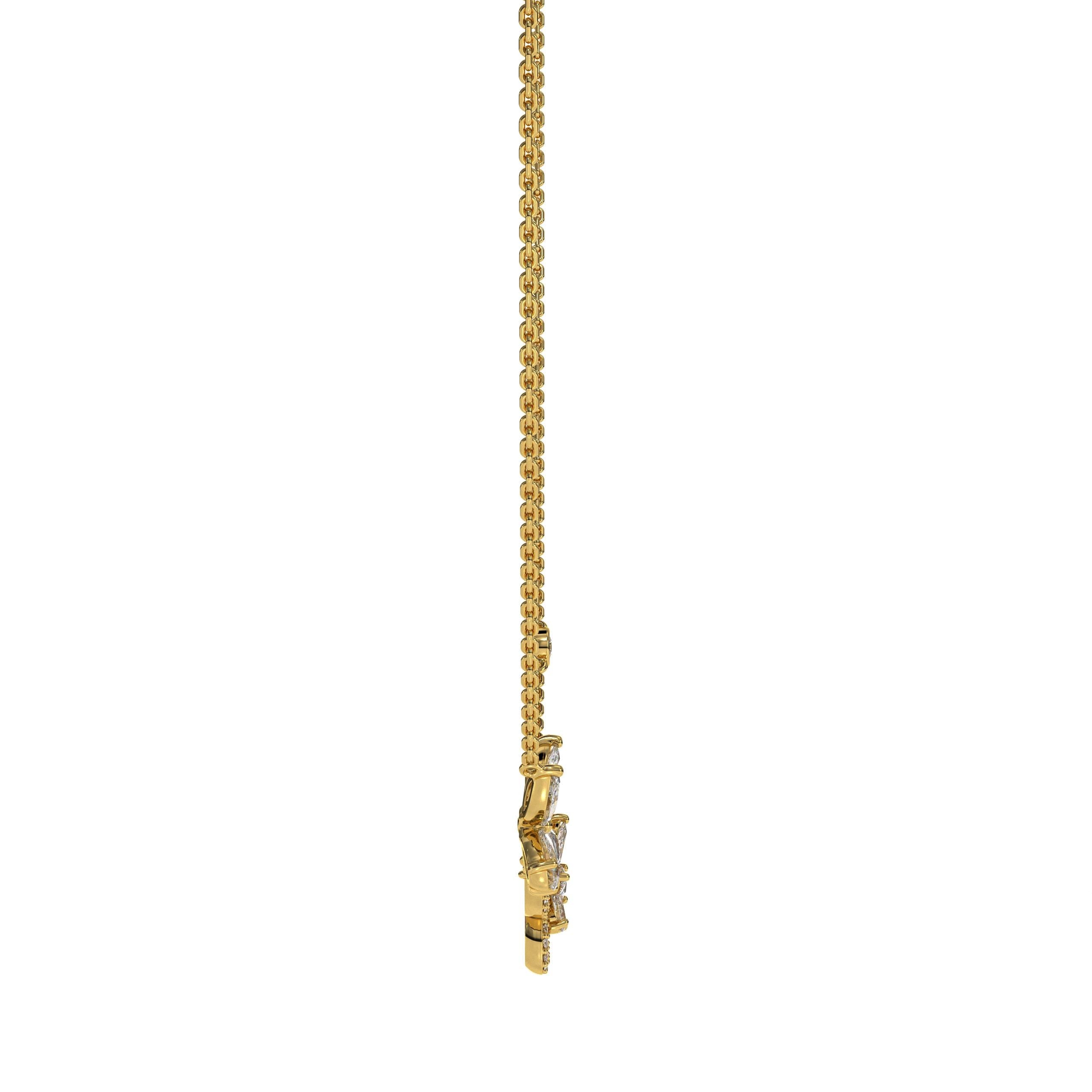14K Solid Gold Butterfly Lab Grown Diamond Necklace, Birthday Gifts, Women's Necklaces